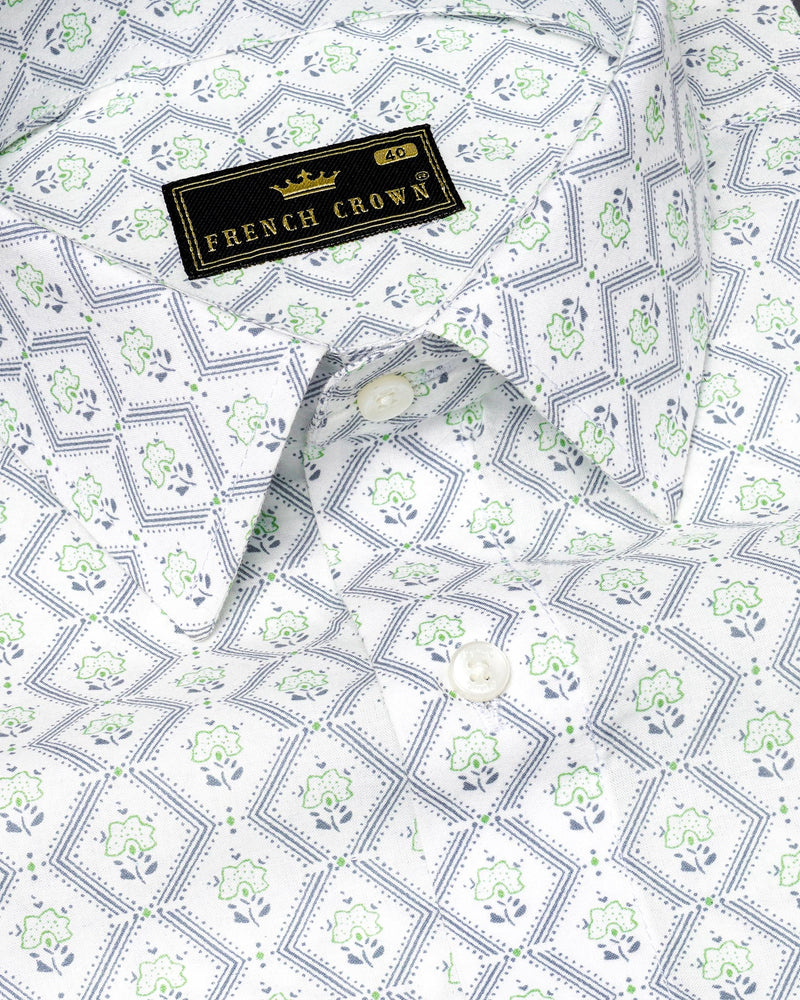 White and Feijoa Green Chevron Premium Cotton Shirt 7563-38, 7563-H-38, 7563-39, 7563-H-39, 7563-40, 7563-H-40, 7563-42, 7563-H-42, 7563-44, 7563-H-44, 7563-46, 7563-H-46, 7563-48, 7563-H-48, 7563-50, 7563-H-50, 7563-52, 7563-H-52