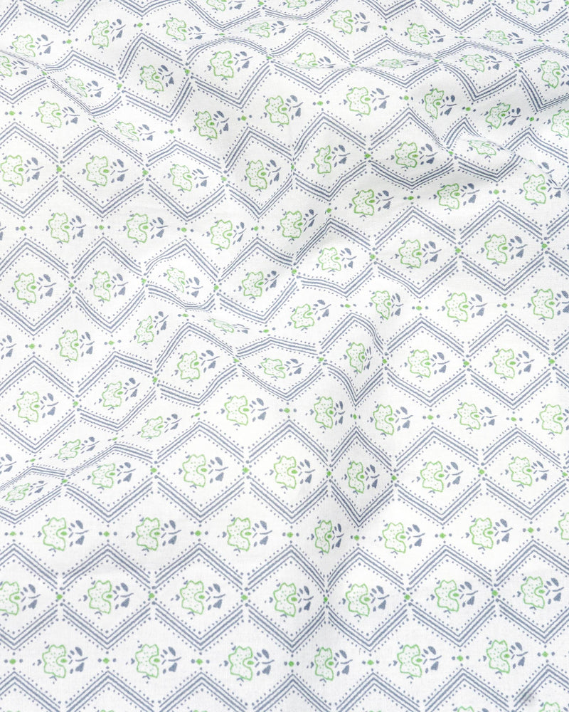 White and Feijoa Green Chevron Premium Cotton Shirt 7563-38, 7563-H-38, 7563-39, 7563-H-39, 7563-40, 7563-H-40, 7563-42, 7563-H-42, 7563-44, 7563-H-44, 7563-46, 7563-H-46, 7563-48, 7563-H-48, 7563-50, 7563-H-50, 7563-52, 7563-H-52