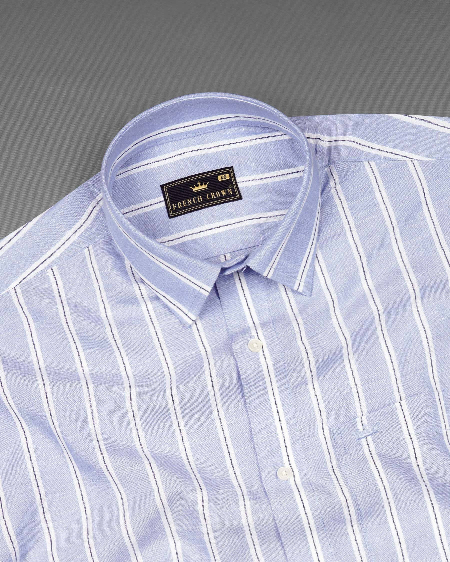 Mercury Blue with White Vertical Striped Twill Premium Cotton Shirt 7572-38, 7572-H-38, 7572-39, 7572-H-39, 7572-40, 7572-H-40, 7572-42, 7572-H-42, 7572-44, 7572-H-44, 7572-46, 7572-H-46, 7572-48, 7572-H-48, 7572-50, 7572-H-50, 7572-52, 7572-H-52