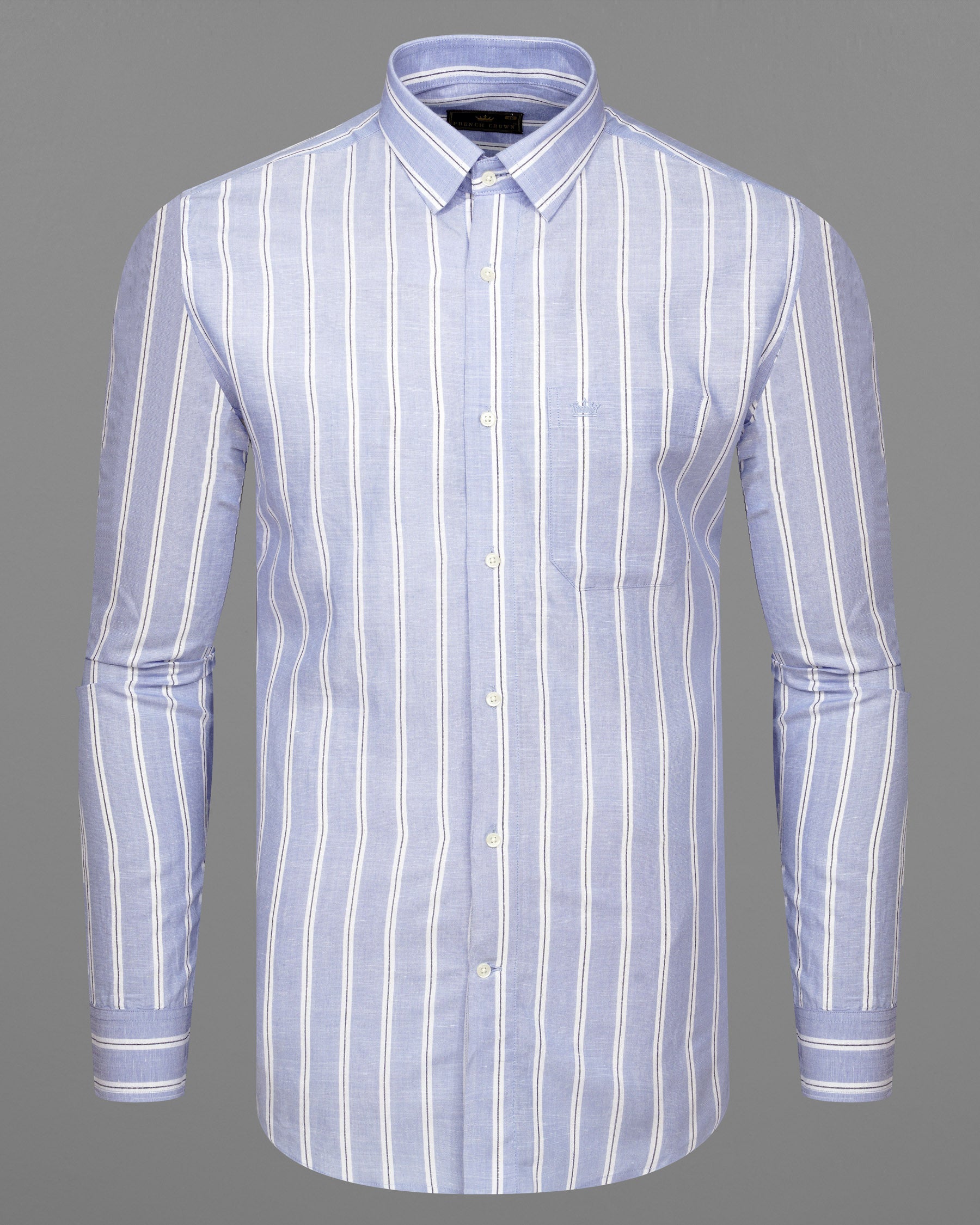 Mercury Blue with White Vertical Striped Twill Premium Cotton Shirt 7572-38, 7572-H-38, 7572-39, 7572-H-39, 7572-40, 7572-H-40, 7572-42, 7572-H-42, 7572-44, 7572-H-44, 7572-46, 7572-H-46, 7572-48, 7572-H-48, 7572-50, 7572-H-50, 7572-52, 7572-H-52