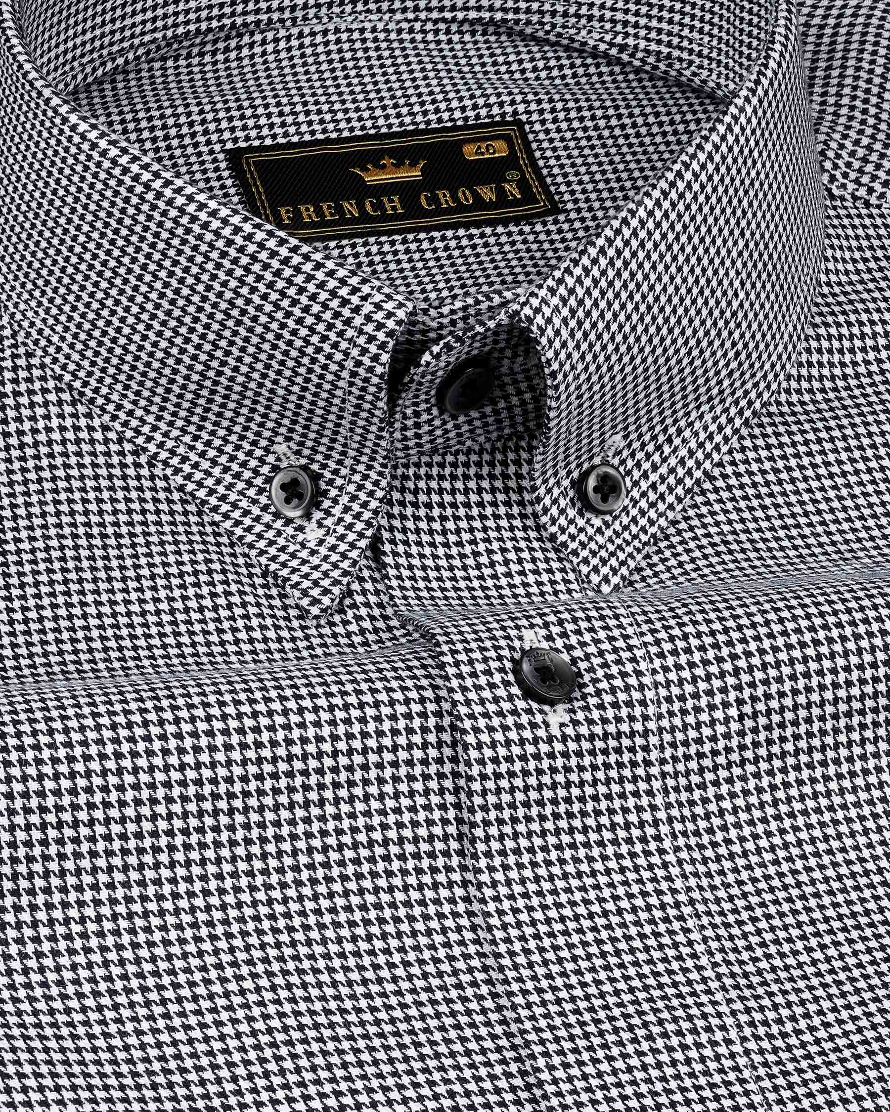 Jade Black and White Formal/Casual Prints Premium Cotton Button