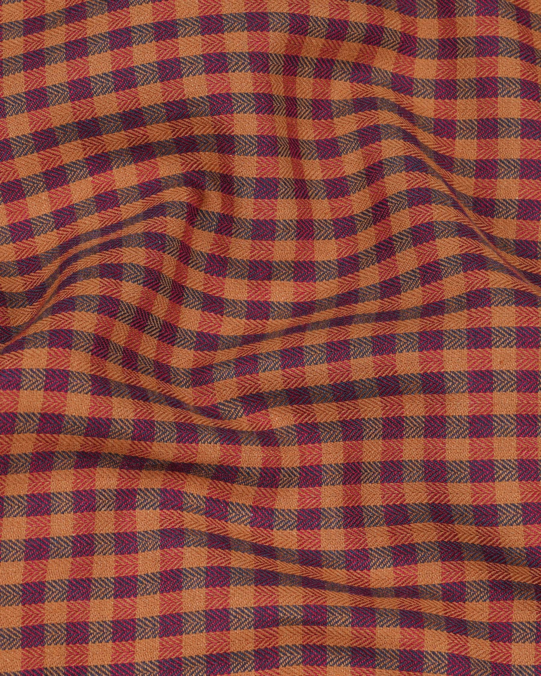 Raw Sienna Brown Gingham Herringbone Shirt 7577-38, 7577-H-38, 7577-39, 7577-H-39, 7577-40, 7577-H-40, 7577-42, 7577-H-42, 7577-44, 7577-H-44, 7577-46, 7577-H-46, 7577-48, 7577-H-48, 7577-50, 7577-H-50, 7577-52, 7577-H-52
