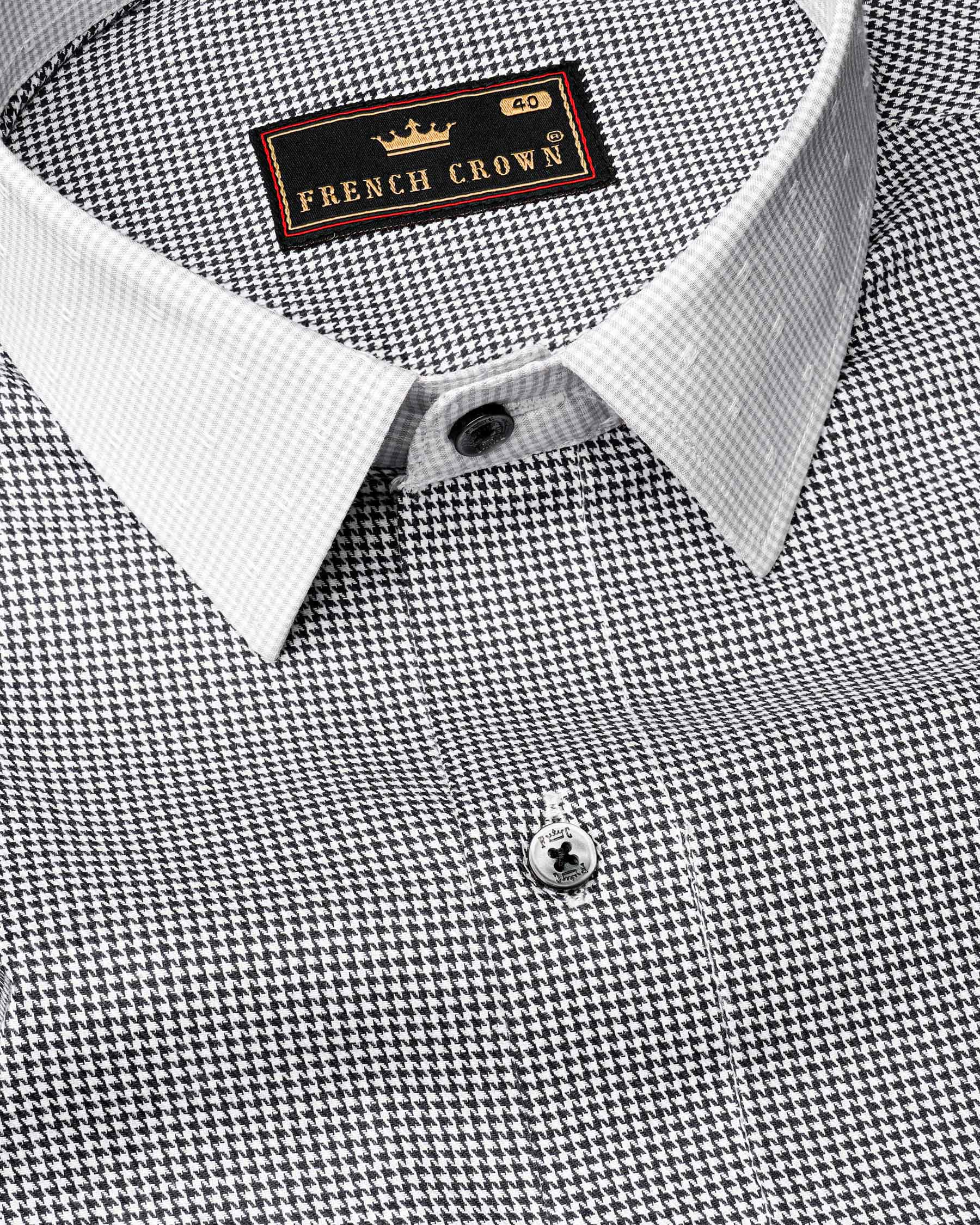 Outer Space Gray with Bright White Half and Half Houndstooth Textured Designer Shirt 7594-BLK-P203-38,7594-BLK-P203-38,7594-BLK-P203-39,7594-BLK-P203-39,7594-BLK-P203-40,7594-BLK-P203-40,7594-BLK-P203-42,7594-BLK-P203-42,7594-BLK-P203-44,7594-BLK-P203-44,7594-BLK-P203-46,7594-BLK-P203-46,7594-BLK-P203-48,7594-BLK-P203-48,7594-BLK-P203-50,7594-BLK-P203-50,7594-BLK-P203-52,7594-BLK-P203-52