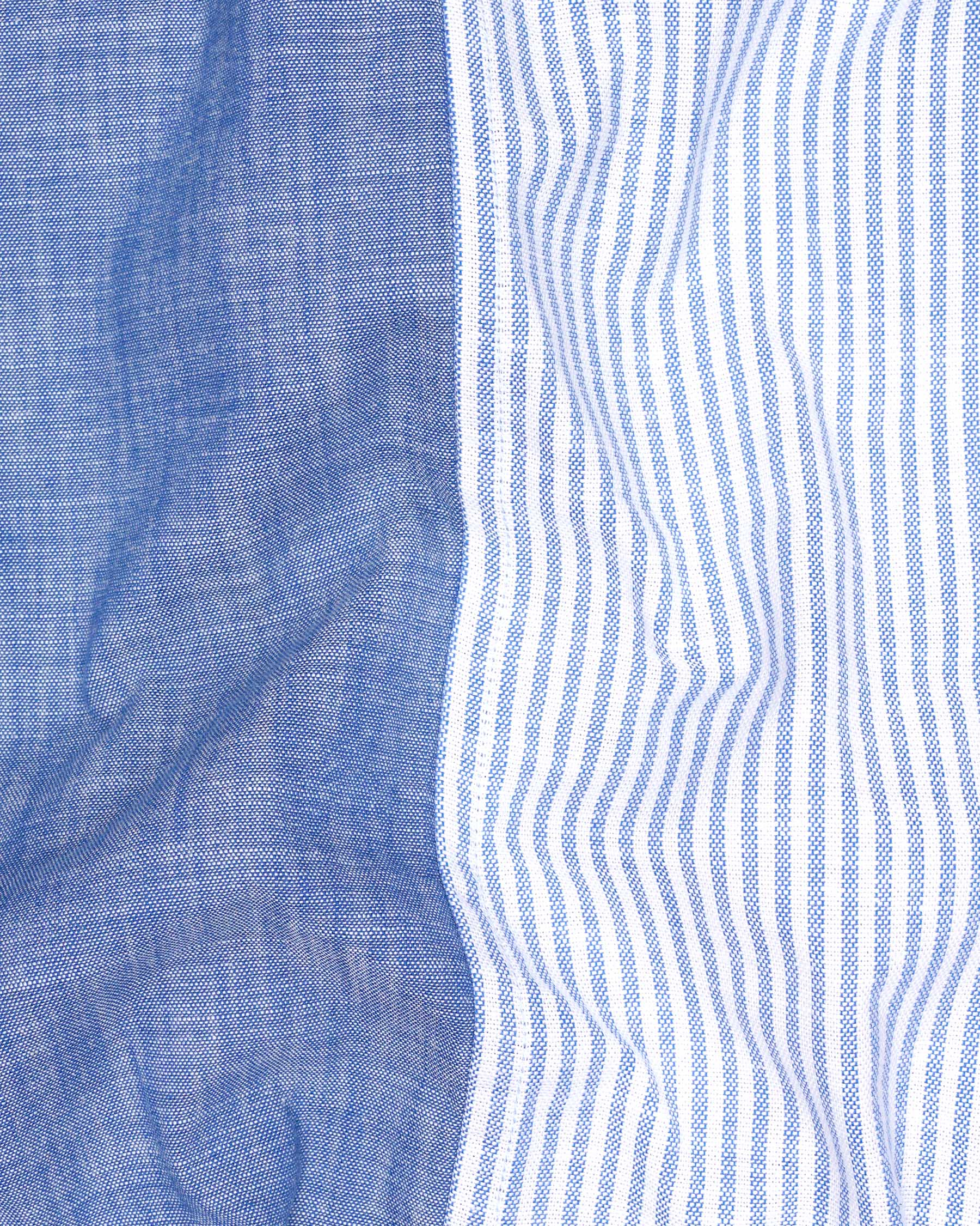 Half Striped Half Yonder Blue Royal Oxford Designer Shirt 7607-38, 7607-H-38, 7607-39,7607-H-39, 7607-40, 7607-H-40, 7607-42, 7607-H-42, 7607-44, 7607-H-44, 7607-46, 7607-H-46, 7607-48, 7607-H-48, 7607-50, 7607-H-50, 7607-52, 7607-H-52