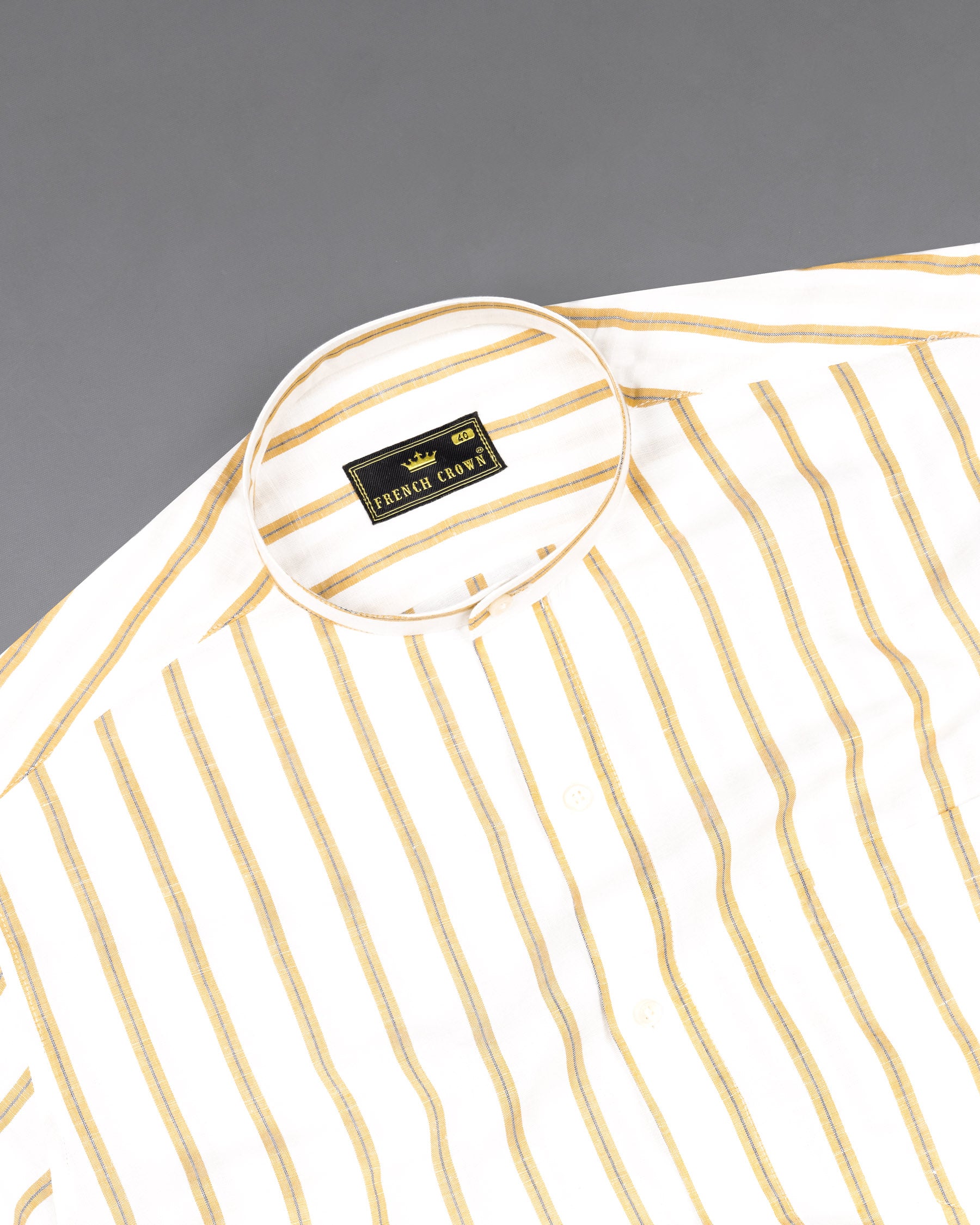 Off White Striped Luxurious Linen Mandarin Collar Shirt 7619-M-38, 7619-M-H-38, 7619-M-39,7619-M-H-39, 7619-M-40, 7619-M-H-40, 7619-M-42, 7619-M-H-42, 7619-M-44, 7619-M-H-44, 7619-M-46, 7619-M-H-46, 7619-M-48, 7619-M-H-48, 7619-M-50, 7619-M-H-50, 7619-M-52, 7619-M-H-52