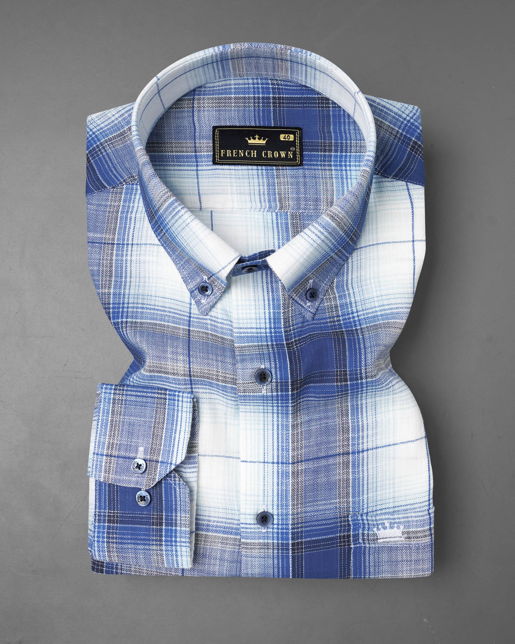 Bright White and Twilight Blue Plaid Herringbone Shirt 7624-BD-BLE-38, 7624-BD-BLE-H-38, 7624-BD-BLE-39,7624-BD-BLE-H-39, 7624-BD-BLE-40, 7624-BD-BLE-H-40, 7624-BD-BLE-42, 7624-BD-BLE-H-42, 7624-BD-BLE-44, 7624-BD-BLE-H-44, 7624-BD-BLE-46, 7624-BD-BLE-H-46, 7624-BD-BLE-48, 7624-BD-BLE-H-48, 7624-BD-BLE-50, 7624-BD-BLE-H-50, 7624-BD-BLE-52, 7624-BD-BLE-H-52