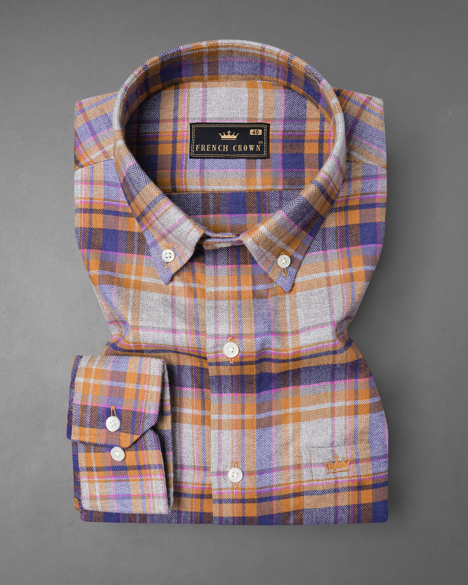 Wisteria Gray with Raw Sienna Plaid Herringbone Shirt 7636-BD-38, 7636-BD-H-38, 7636-BD-39,7636-BD-H-39, 7636-BD-40, 7636-BD-H-40, 7636-BD-42, 7636-BD-H-42, 7636-BD-44, 7636-BD-H-44, 7636-BD-46, 7636-BD-H-46, 7636-BD-48, 7636-BD-H-48, 7636-BD-50, 7636-BD-H-50, 7636-BD-52, 7636-BD-H-52