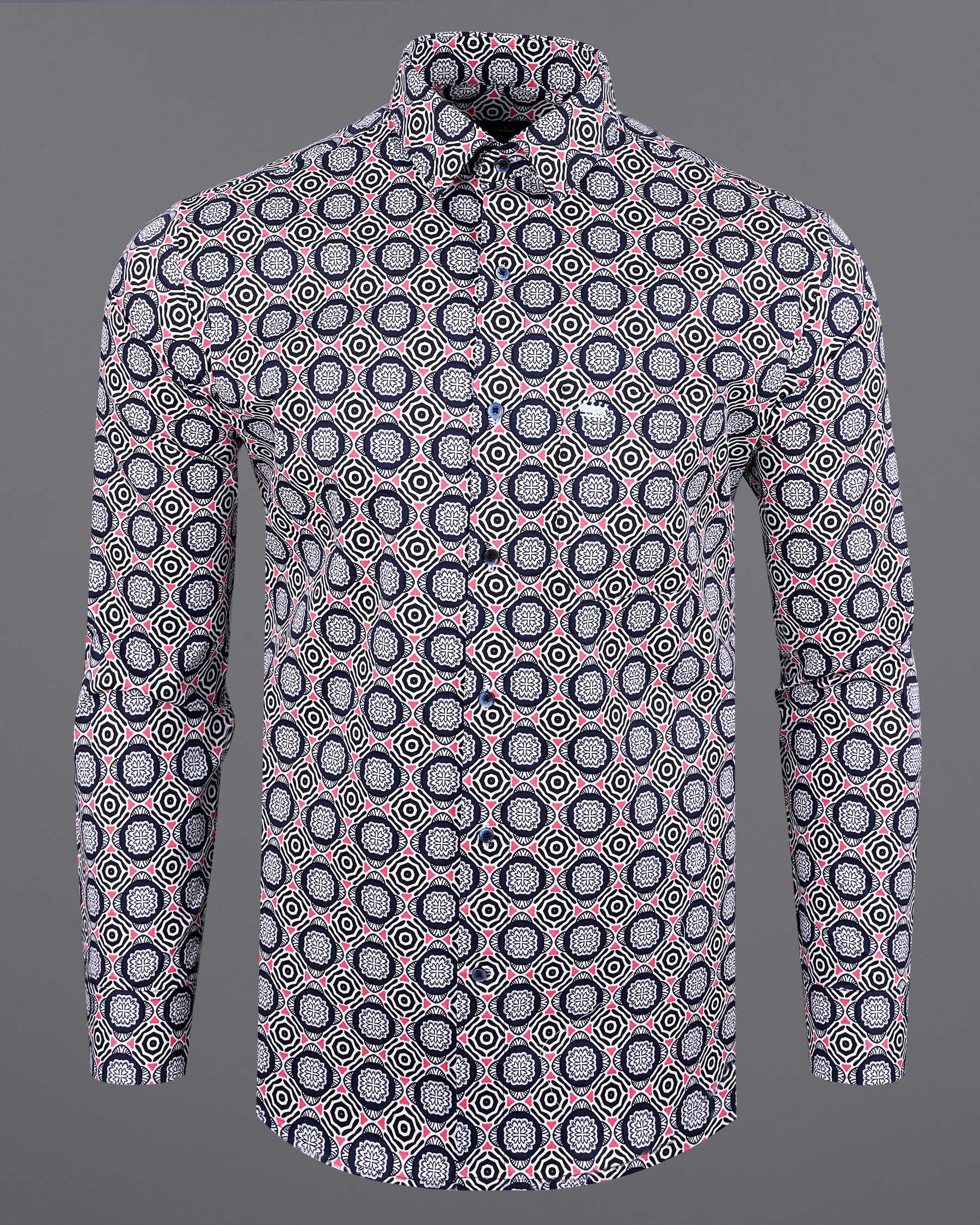 Bigstone Blue with Cranberry Pink Bohemian Printed Premium Cotton Shirt 7643-BLE-38, 7643-BLE-H-38, 7643-BLE-39,7643-BLE-H-39, 7643-BLE-40, 7643-BLE-H-40, 7643-BLE-42, 7643-BLE-H-42, 7643-BLE-44, 7643-BLE-H-44, 7643-BLE-46, 7643-BLE-H-46, 7643-BLE-48, 7643-BLE-H-48, 7643-BLE-50, 7643-BLE-H-50, 7643-BLE-52, 7643-BLE-H-52