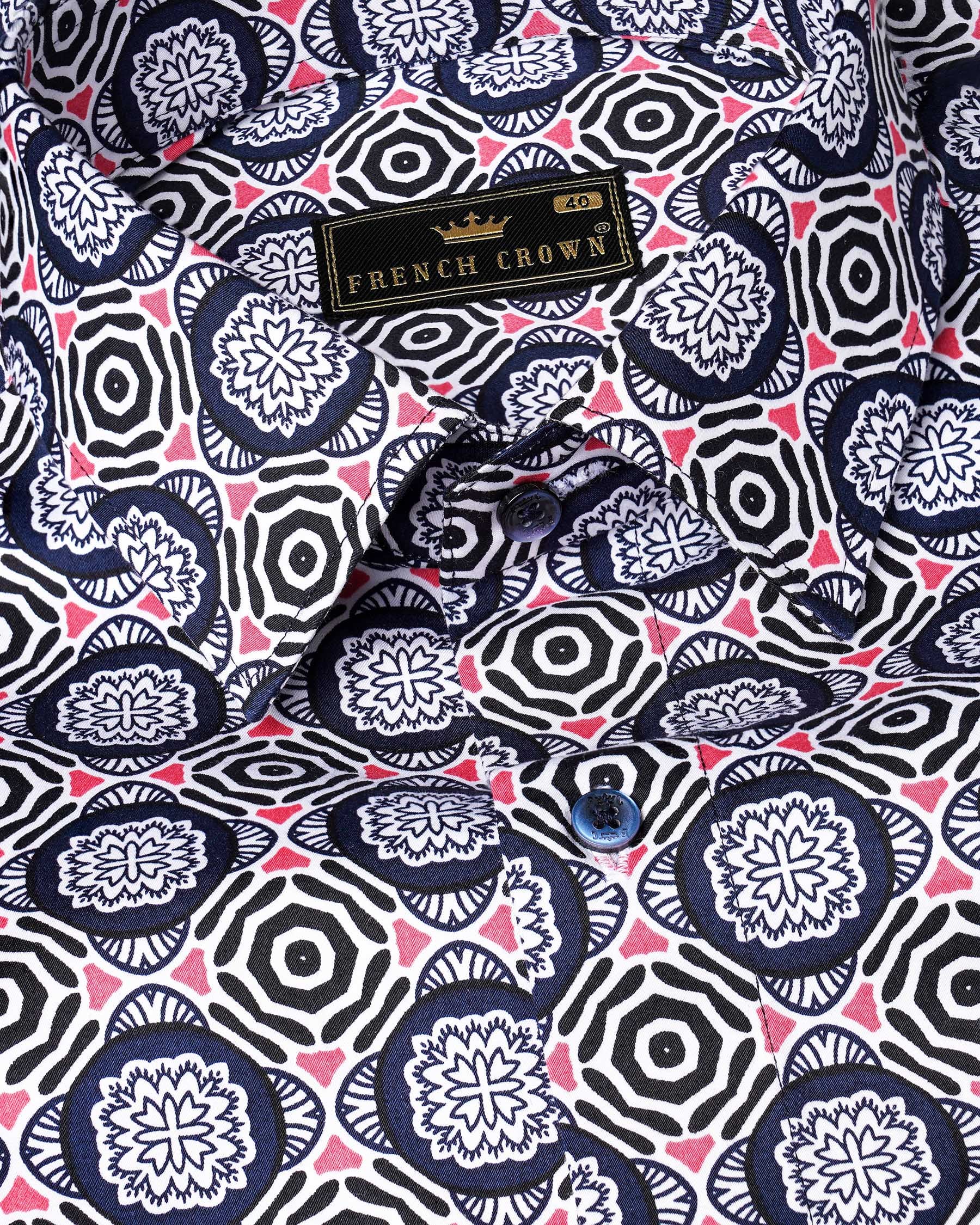 Bigstone Blue with Cranberry Pink Bohemian Printed Premium Cotton Shirt 7643-BLE-38, 7643-BLE-H-38, 7643-BLE-39,7643-BLE-H-39, 7643-BLE-40, 7643-BLE-H-40, 7643-BLE-42, 7643-BLE-H-42, 7643-BLE-44, 7643-BLE-H-44, 7643-BLE-46, 7643-BLE-H-46, 7643-BLE-48, 7643-BLE-H-48, 7643-BLE-50, 7643-BLE-H-50, 7643-BLE-52, 7643-BLE-H-52