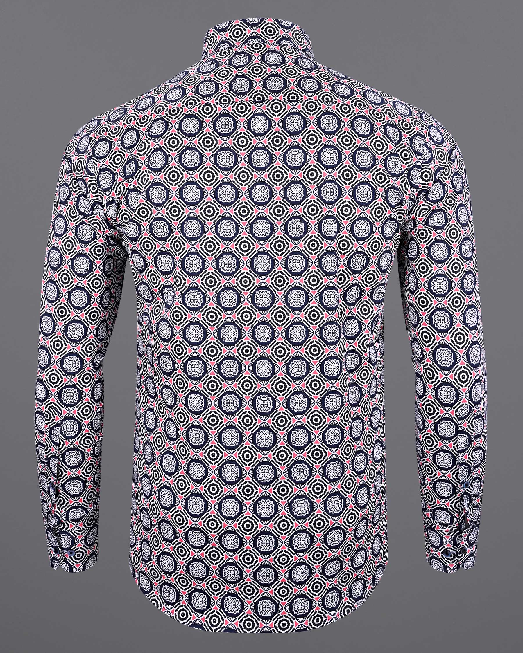 Bigstone Blue with Cranberry Pink Bohemian Printed Premium Cotton Shirt 7643-BLE-38, 7643-BLE-H-38, 7643-BLE-39,7643-BLE-H-39, 7643-BLE-40, 7643-BLE-H-40, 7643-BLE-42, 7643-BLE-H-42, 7643-BLE-44, 7643-BLE-H-44, 7643-BLE-46, 7643-BLE-H-46, 7643-BLE-48, 7643-BLE-H-48, 7643-BLE-50, 7643-BLE-H-50, 7643-BLE-52, 7643-BLE-H-52