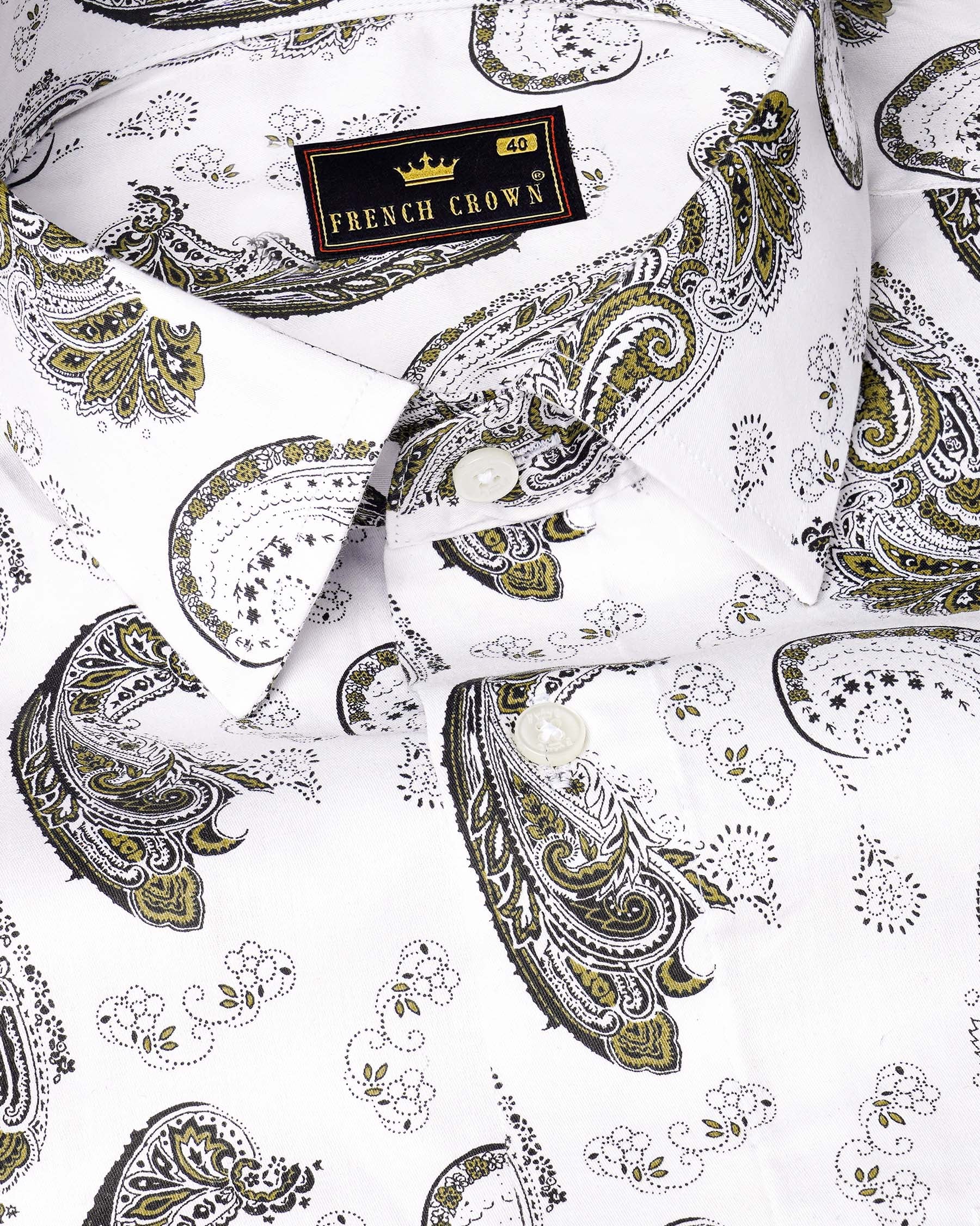 Bright White Paisley Printed Super Soft Premium Cotton Shirt 7648-38, 7648-H-38, 7648-39,7648-H-39, 7648-40, 7648-H-40, 7648-42, 7648-H-42, 7648-44, 7648-H-44, 7648-46, 7648-H-46, 7648-48, 7648-H-48, 7648-50, 7648-H-50, 7648-52, 7648-H-52