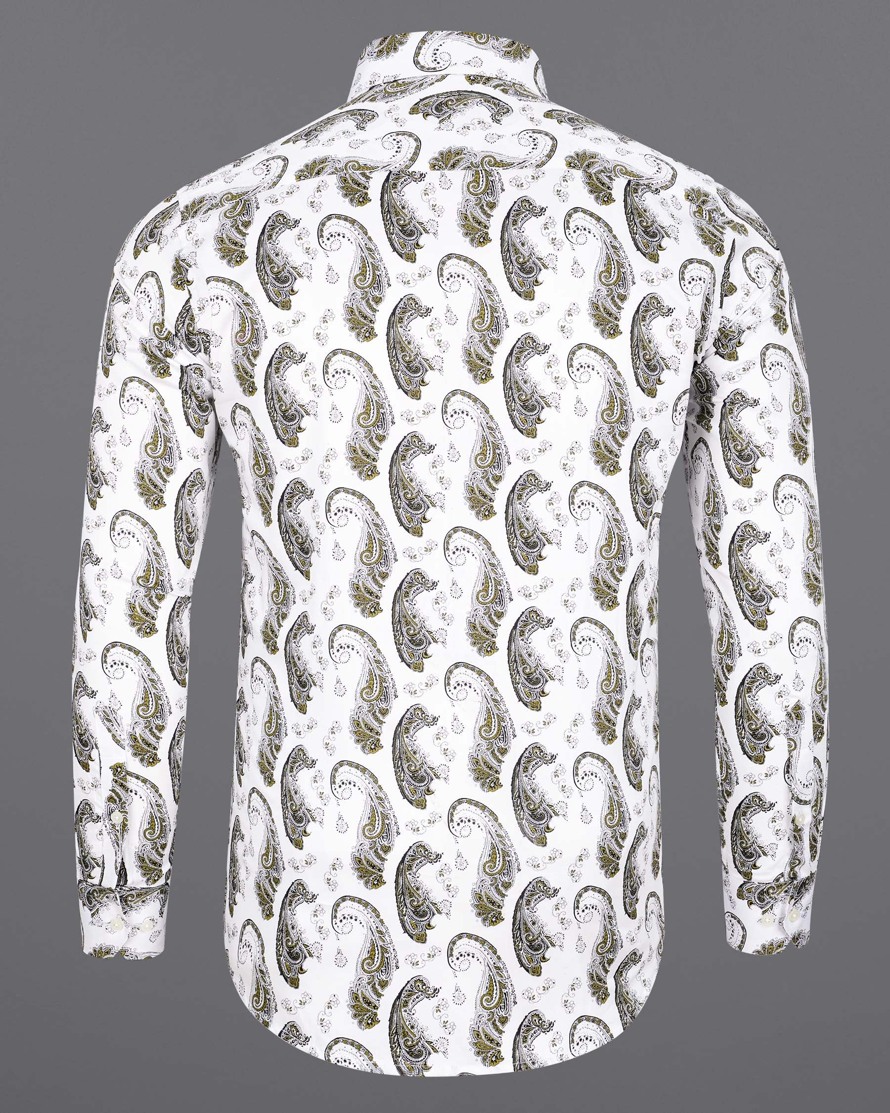 Bright White Paisley Printed Super Soft Premium Cotton Shirt 7648-38, 7648-H-38, 7648-39,7648-H-39, 7648-40, 7648-H-40, 7648-42, 7648-H-42, 7648-44, 7648-H-44, 7648-46, 7648-H-46, 7648-48, 7648-H-48, 7648-50, 7648-H-50, 7648-52, 7648-H-52