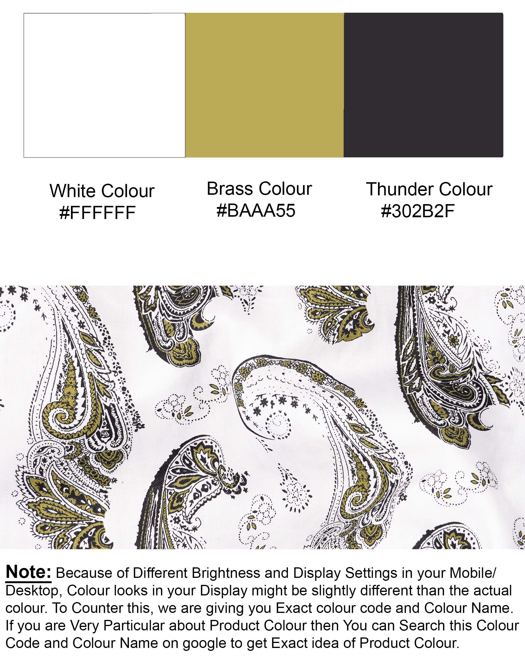 Bright White Paisley Printed Super Soft Premium Cotton Shirt 7648-38, 7648-H-38, 7648-39,7648-H-39, 7648-40, 7648-H-40, 7648-42, 7648-H-42, 7648-44, 7648-H-44, 7648-46, 7648-H-46, 7648-48, 7648-H-48, 7648-50, 7648-H-50, 7648-52, 7648-H-52