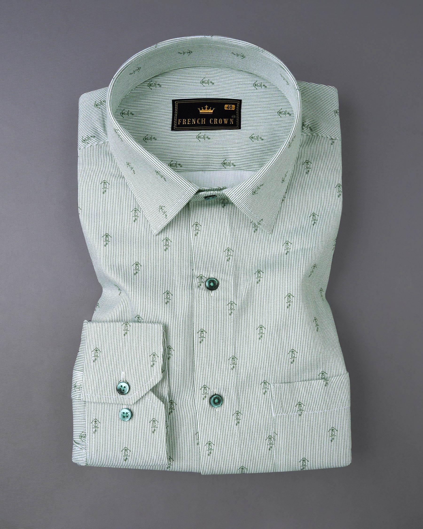 Solitude White and Boulder Green Pin Striped Super Soft Premium Cotton Shirt 7672-GR-38, 7672-GR-H-38, 7672-GR-39,7672-GR-H-39, 7672-GR-40, 7672-GR-H-40, 7672-GR-42, 7672-GR-H-42, 7672-GR-44, 7672-GR-H-44, 7672-GR-46, 7672-GR-H-46, 7672-GR-48, 7672-GR-H-48, 7672-GR-50, 7672-GR-H-50, 7672-GR-52, 7672-GR-H-52