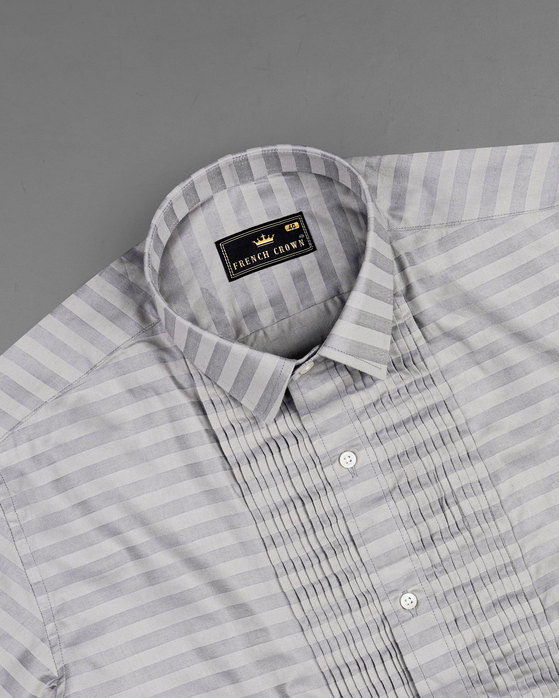 Pale Slate Gray and Mountain Mist Gray Snake Pleated Striped Dobby Shirt 7675-TXD-38, 7675-TXD-H-38, 7675-TXD-39,7675-TXD-H-39, 7675-TXD-40, 7675-TXD-H-40, 7675-TXD-42, 7675-TXD-H-42, 7675-TXD-44, 7675-TXD-H-44, 7675-TXD-46, 7675-TXD-H-46, 7675-TXD-48, 7675-TXD-H-48, 7675-TXD-50, 7675-TXD-H-50, 7675-TXD-52, 7675-TXD-H-52