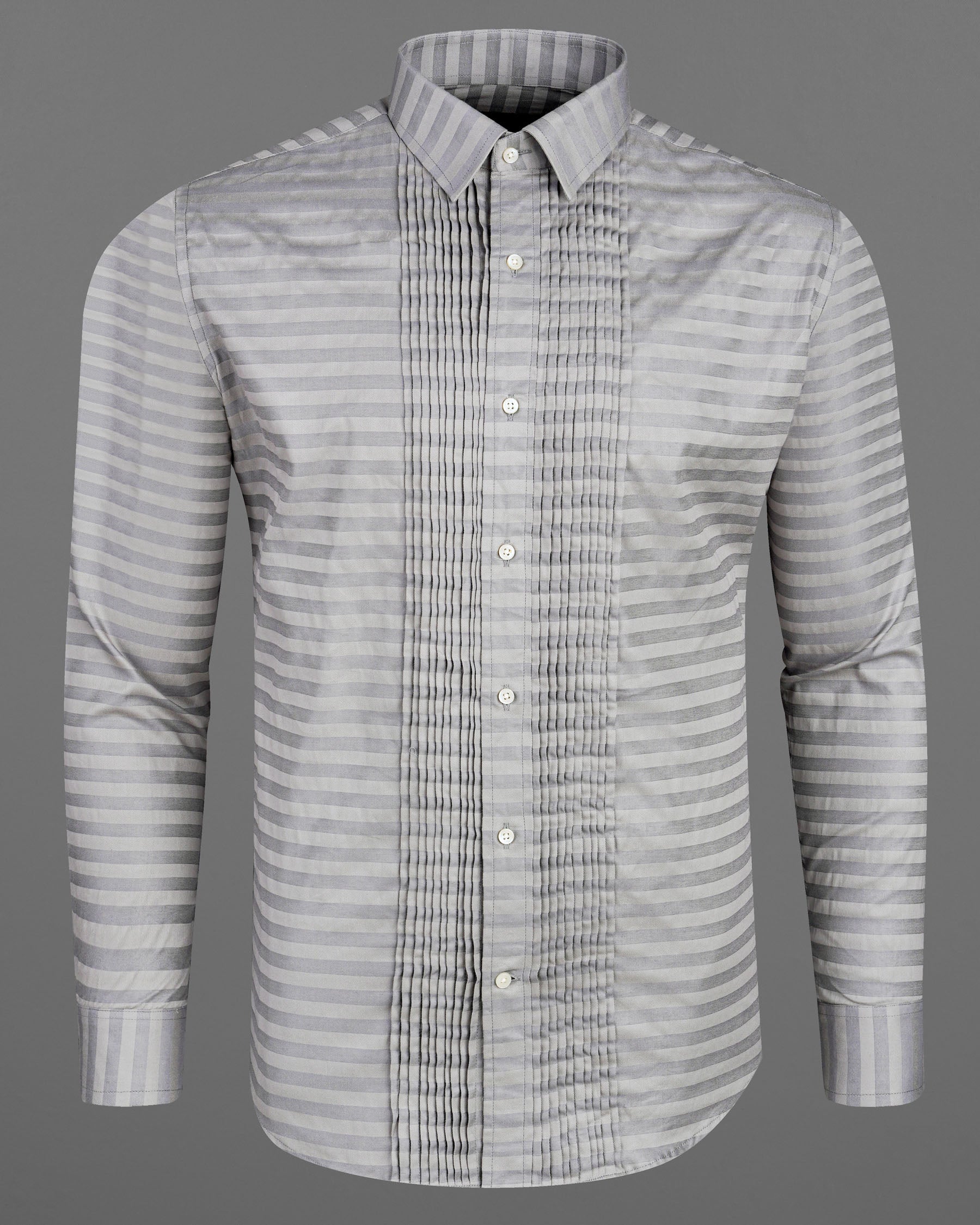 Pale Slate Gray and Mountain Mist Gray Snake Pleated Striped Dobby Shirt 7675-TXD-38, 7675-TXD-H-38, 7675-TXD-39,7675-TXD-H-39, 7675-TXD-40, 7675-TXD-H-40, 7675-TXD-42, 7675-TXD-H-42, 7675-TXD-44, 7675-TXD-H-44, 7675-TXD-46, 7675-TXD-H-46, 7675-TXD-48, 7675-TXD-H-48, 7675-TXD-50, 7675-TXD-H-50, 7675-TXD-52, 7675-TXD-H-52