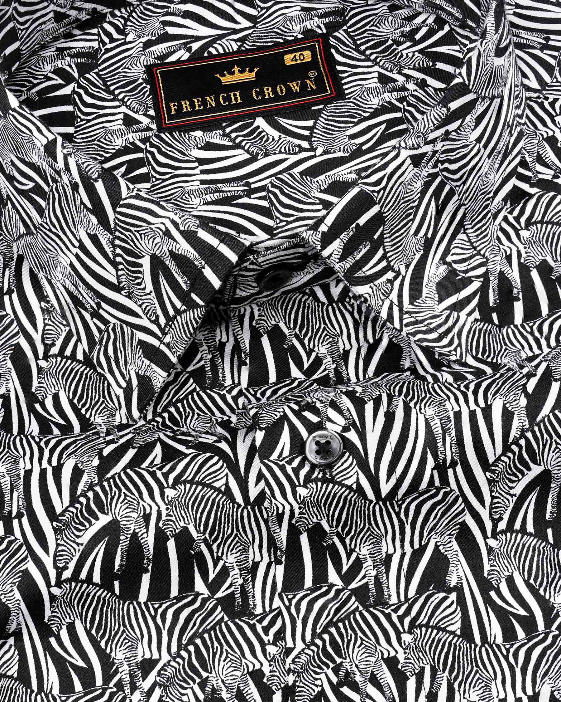 Black and White Zebra Printed Super Soft Premium Cotton Shirt 7676-BLK-38, 7676-BLK-H-38, 7676-BLK-39,7676-BLK-H-39, 7676-BLK-40, 7676-BLK-H-40, 7676-BLK-42, 7676-BLK-H-42, 7676-BLK-44, 7676-BLK-H-44, 7676-BLK-46, 7676-BLK-H-46, 7676-BLK-48, 7676-BLK-H-48, 7676-BLK-50, 7676-BLK-H-50, 7676-BLK-52, 7676-BLK-H-52