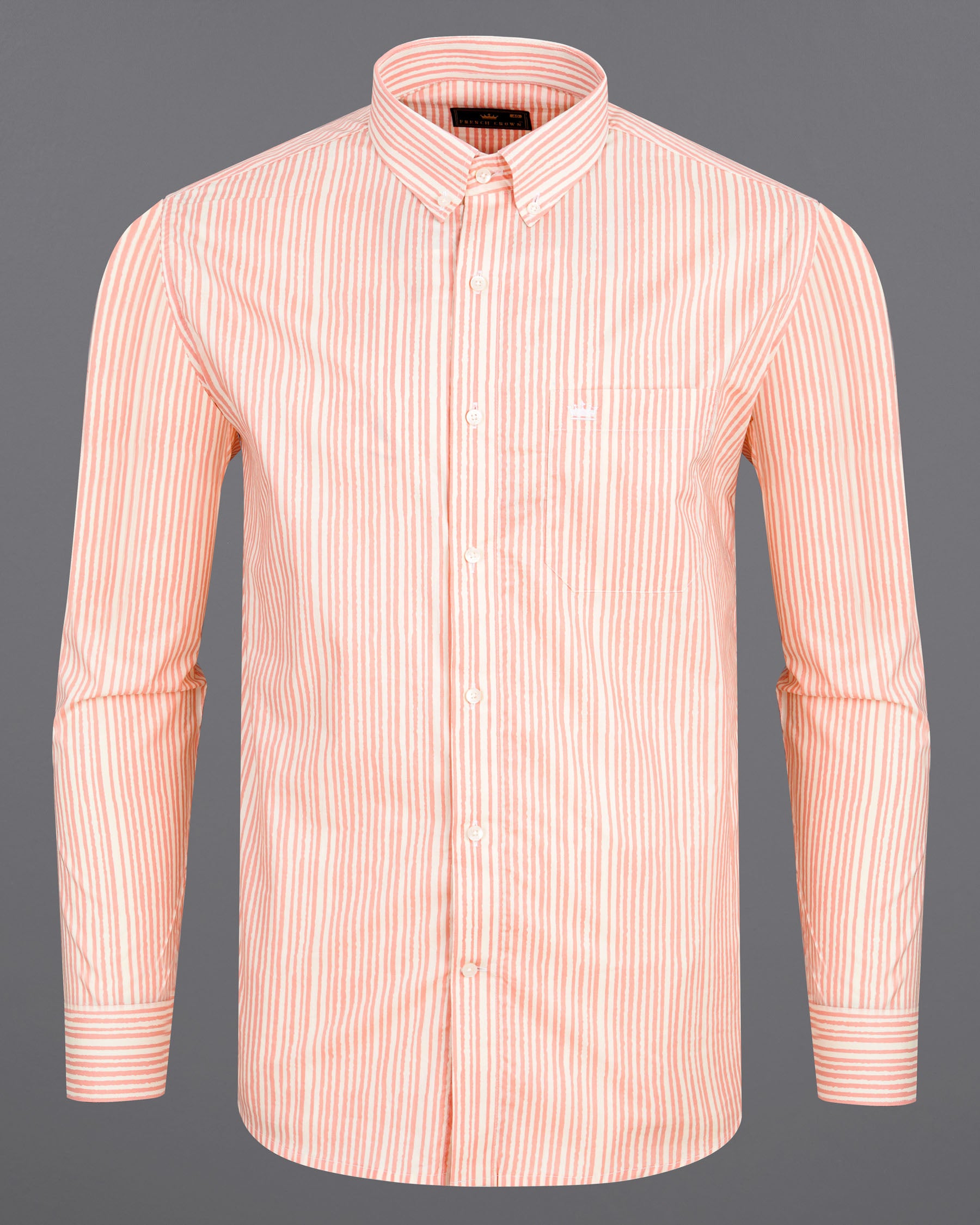 Zinnwaldite Peach with Seashell Beige Pin Striped Premium Cotton Shirt 7694-BD-38, 7694-BD-H-38, 7694-BD-39,7694-BD-H-39, 7694-BD-40, 7694-BD-H-40, 7694-BD-42, 7694-BD-H-42, 7694-BD-44, 7694-BD-H-44, 7694-BD-46, 7694-BD-H-46, 7694-BD-48, 7694-BD-H-48, 7694-BD-50, 7694-BD-H-50, 7694-BD-52, 7694-BD-H-52