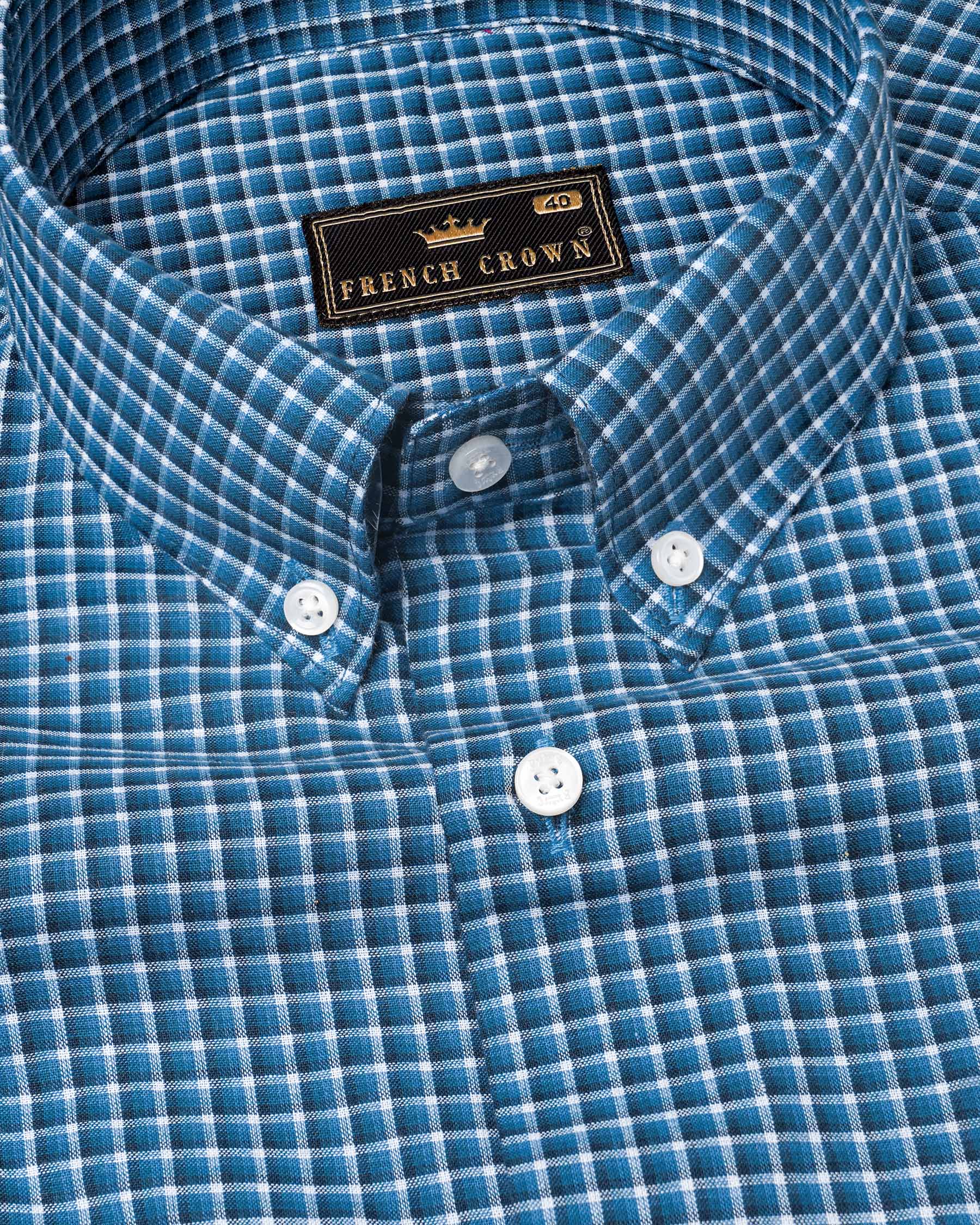 Jelly Bean Blue With Bright White Checkered Twill Premium Cotton Shirt 7704-BD-38, 7704-BD-H-38, 7704-BD-39,7704-BD-H-39, 7704-BD-40, 7704-BD-H-40, 7704-BD-42, 7704-BD-H-42, 7704-BD-44, 7704-BD-H-44, 7704-BD-46, 7704-BD-H-46, 7704-BD-48, 7704-BD-H-48, 7704-BD-50, 7704-BD-H-50, 7704-BD-52, 7704-BD-H-52