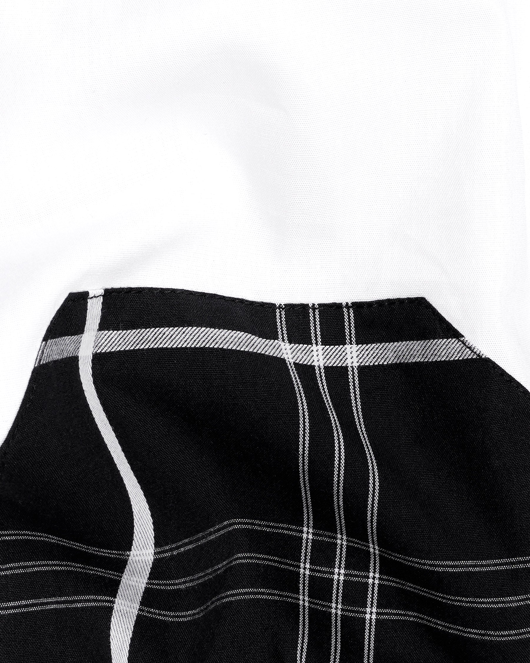 Jade Black and White Dobby Textured Premium Giza Cotton Designer Shirt 7716-P189-38, 7716-P189-39, 7716-P189-40, 7716-P189-42, 7716-P189-44, 7716-P189-46, 7716-P189-48, 7716-P189-50, 7716-P189-52