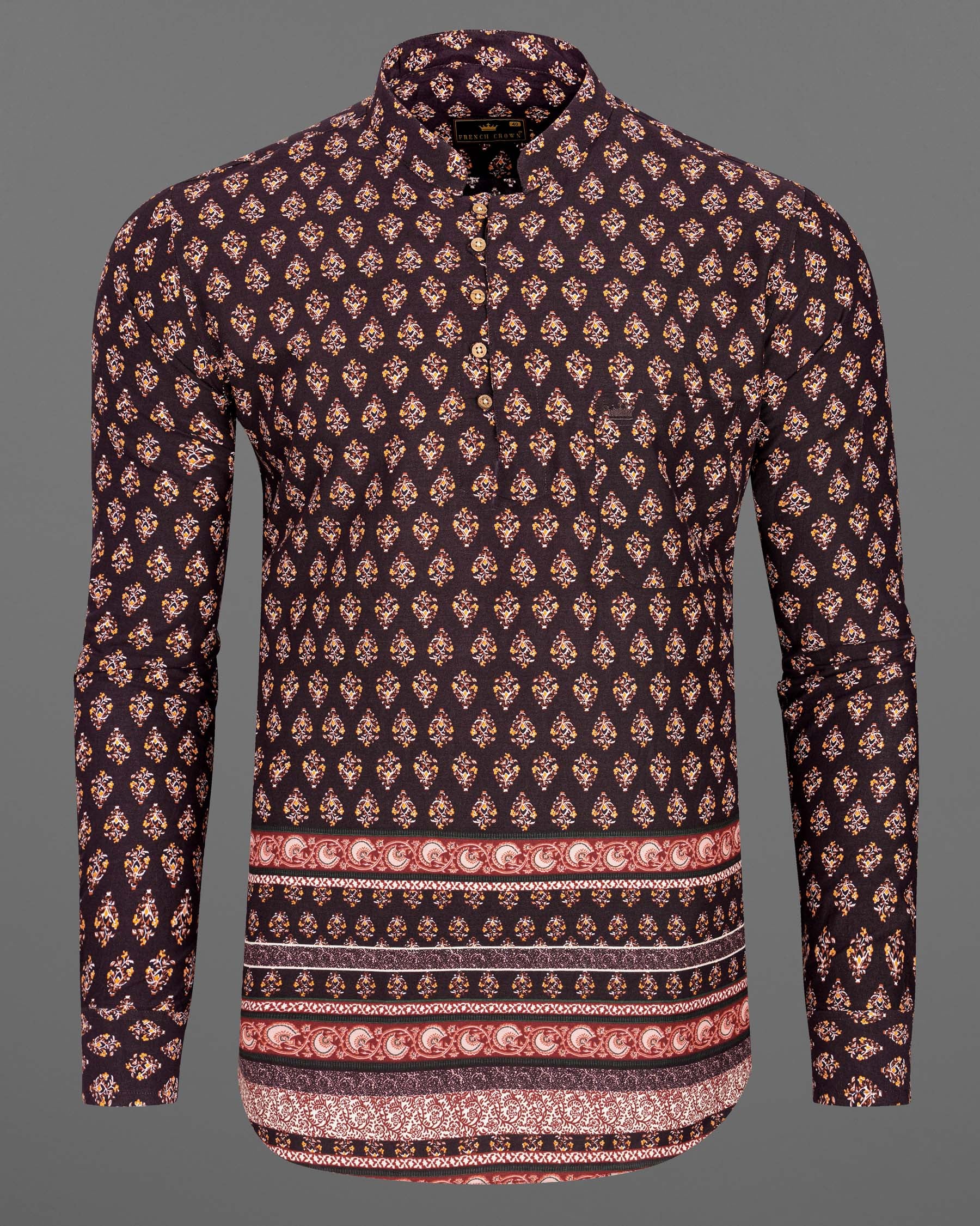 Matterhorn Brown Block Printed Premium Tencel Kurta Shirt 7718-KS-38, 7718-KS-H-38, 7718-KS-39,7718-KS-H-39, 7718-KS-40, 7718-KS-H-40, 7718-KS-42, 7718-KS-H-42, 7718-KS-44, 7718-KS-H-44, 7718-KS-46, 7718-KS-H-46, 7718-KS-48, 7718-KS-H-48, 7718-KS-50, 7718-KS-H-50, 7718-KS-52, 7718-KS-H-52