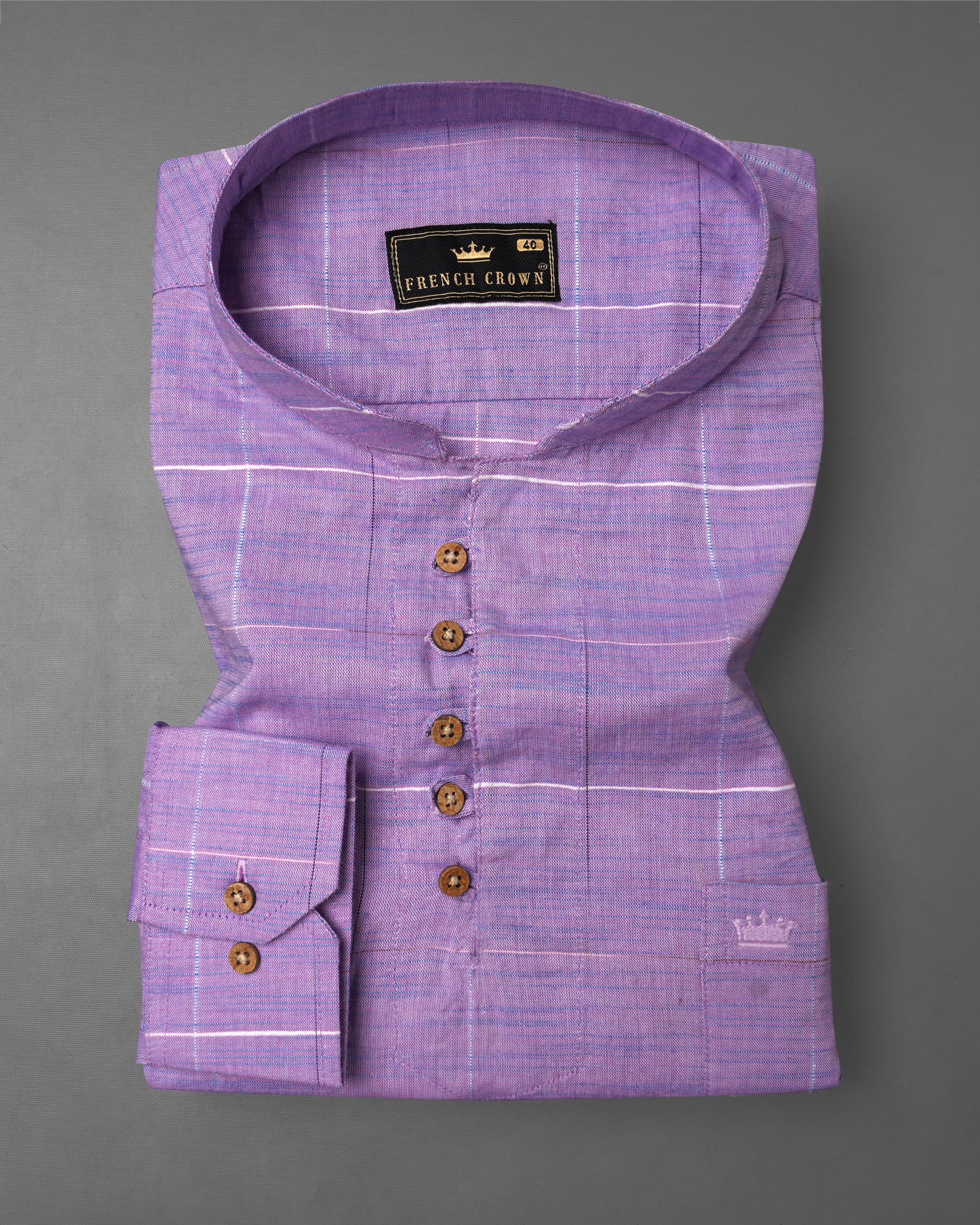 Lavender Purple Plaid Dobby Textured Premium Giza Cotton Kurta Shirt 7719-KS-38, 7719-KS-H-38, 7719-KS-39,7719-KS-H-39, 7719-KS-40, 7719-KS-H-40, 7719-KS-42, 7719-KS-H-42, 7719-KS-44, 7719-KS-H-44, 7719-KS-46, 7719-KS-H-46, 7719-KS-48, 7719-KS-H-48, 7719-KS-50, 7719-KS-H-50, 7719-KS-52, 7719-KS-H-52