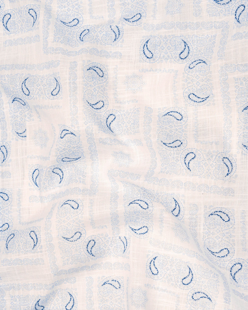 Bright White and Cobalt Paisley Printed Luxurious Linen Shirt 7731-BLE-38, 7731-BLE-H-38, 7731-BLE-39,7731-BLE-H-39, 7731-BLE-40, 7731-BLE-H-40, 7731-BLE-42, 7731-BLE-H-42, 7731-BLE-44, 7731-BLE-H-44, 7731-BLE-46, 7731-BLE-H-46, 7731-BLE-48, 7731-BLE-H-48, 7731-BLE-50, 7731-BLE-H-50, 7731-BLE-52, 7731-BLE-H-52