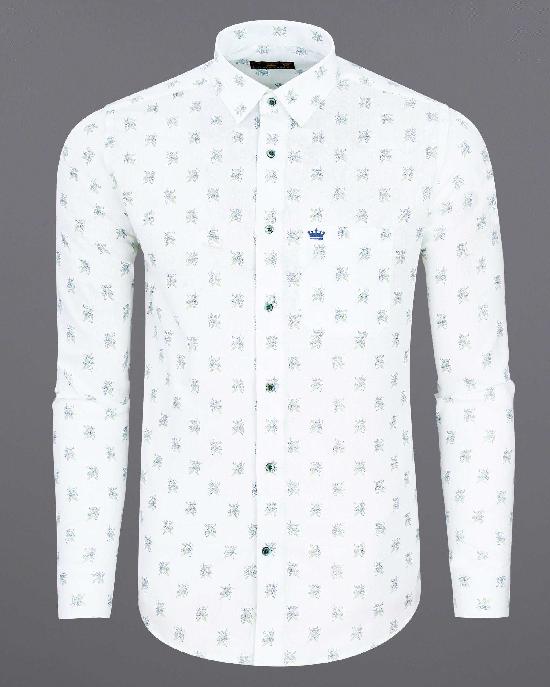 Bright White Floral Printed Luxurious Linen Shirt 7747-GR-38, 7747-GR-H-38, 7747-GR-39,7747-GR-H-39, 7747-GR-40, 7747-GR-H-40, 7747-GR-42, 7747-GR-H-42, 7747-GR-44, 7747-GR-H-44, 7747-GR-46, 7747-GR-H-46, 7747-GR-48, 7747-GR-H-48, 7747-GR-50, 7747-GR-H-50, 7747-GR-52, 7747-GR-H-52