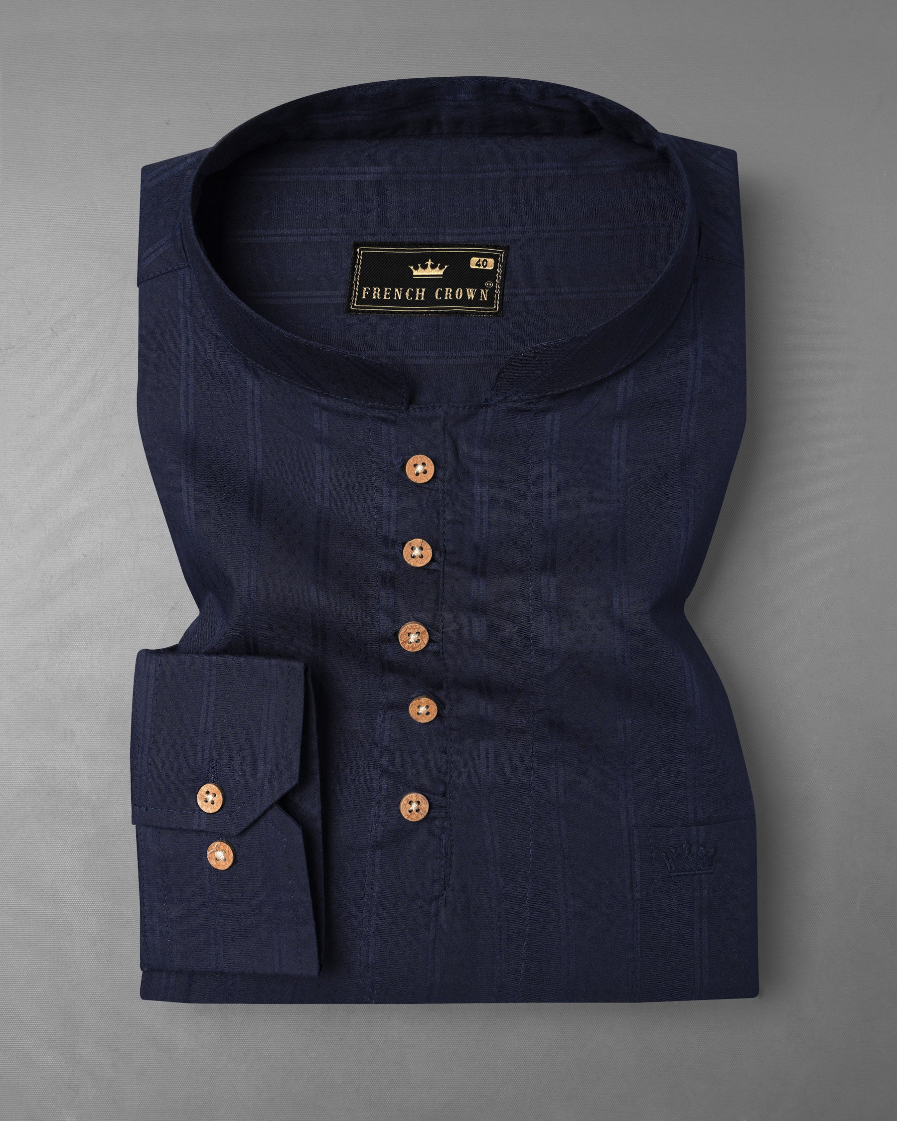 Baltic Sea Navy Blue Striped Dobby Textured Premium Giza Cotton Kurta Shirt 7754-KS-38, 7754-KS-H-38, 7754-KS-39,7754-KS-H-39, 7754-KS-40, 7754-KS-H-40, 7754-KS-42, 7754-KS-H-42, 7754-KS-44, 7754-KS-H-44, 7754-KS-46, 7754-KS-H-46, 7754-KS-48, 7754-KS-H-48, 7754-KS-50, 7754-KS-H-50, 7754-KS-52, 7754-KS-H-52