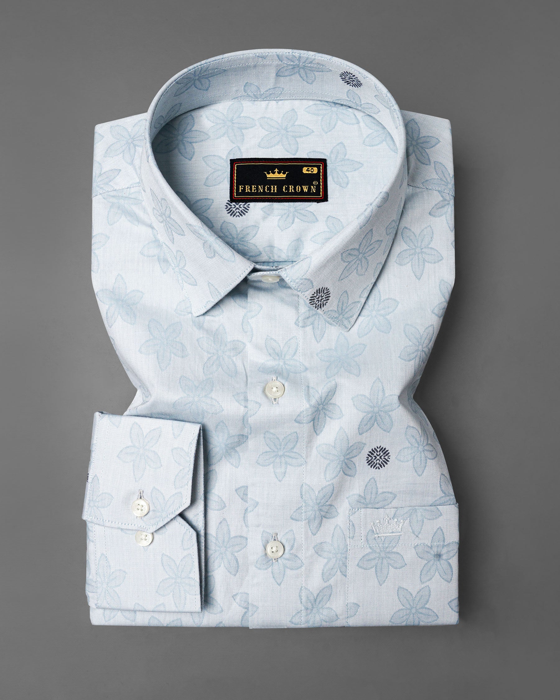 Mischka Blue Floral Jacquard Textured Premium Giza Cotton Shirt 7762-38, 7762-H-38, 7762-39,7762-H-39, 7762-40, 7762-H-40, 7762-42, 7762-H-42, 7762-44, 7762-H-44, 7762-46, 7762-H-46, 7762-48, 7762-H-48, 7762-50, 7762-H-50, 7762-52, 7762-H-52