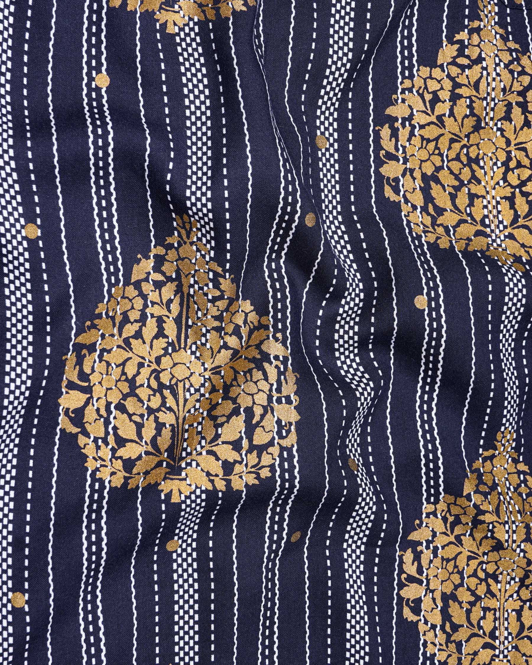 Gunmetal Navy Blue And Tacao Golden Damask Foil Printed Premium Cotton Kurta Shirt 7786-KS-38, 7786-KS-H-38, 7786-KS-39,7786-KS-H-39, 7786-KS-40, 7786-KS-H-40, 7786-KS-42, 7786-KS-H-42, 7786-KS-44, 7786-KS-H-44, 7786-KS-46, 7786-KS-H-46, 7786-KS-48, 7786-KS-H-48, 7786-KS-50, 7786-KS-H-50, 7786-KS-52, 7786-KS-H-52