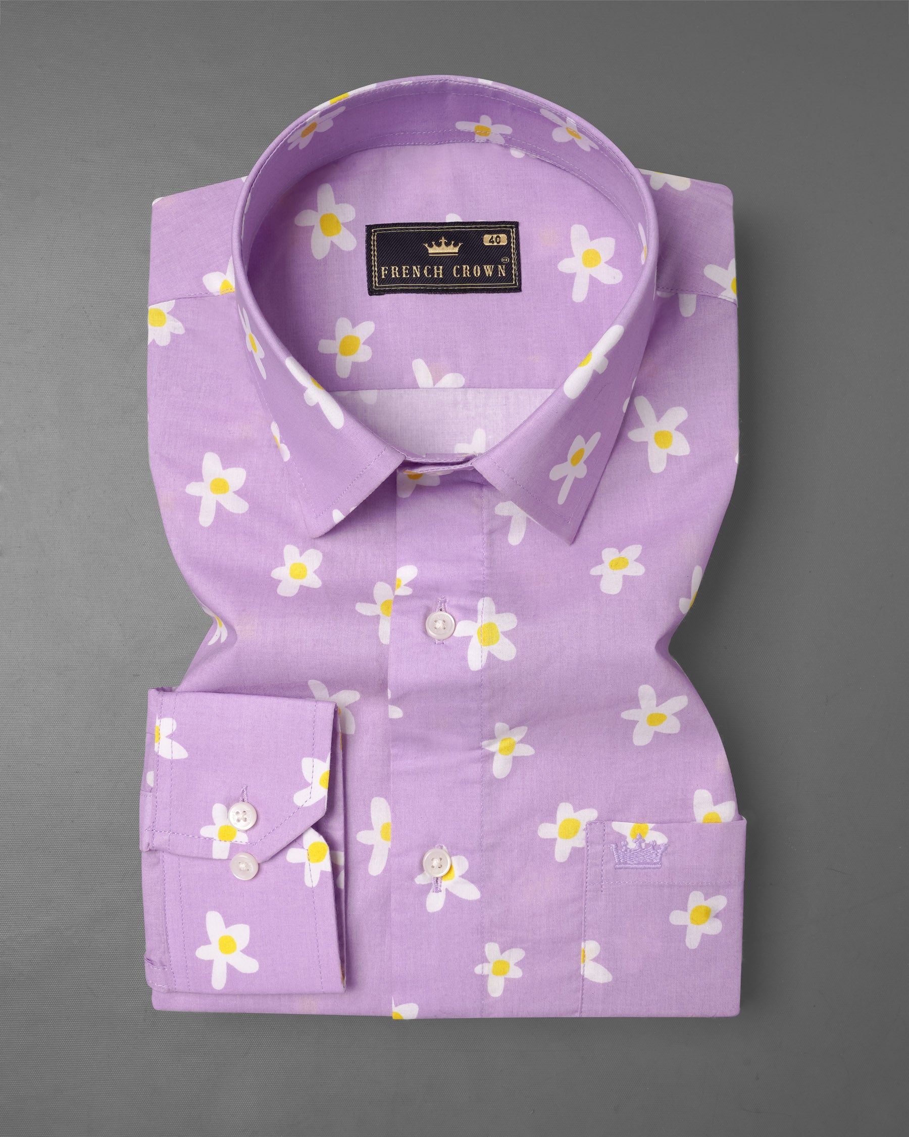 Lilac Lavender with Multi Colored Floral Printed Premium Cotton Shirt 7819-38, 7819-H-38, 7819-39,7819-H-39, 7819-40, 7819-H-40, 7819-42, 7819-H-42, 7819-44, 7819-H-44, 7819-46, 7819-H-46, 7819-48, 7819-H-48, 7819-50, 7819-H-50, 7819-52, 7819-H-52