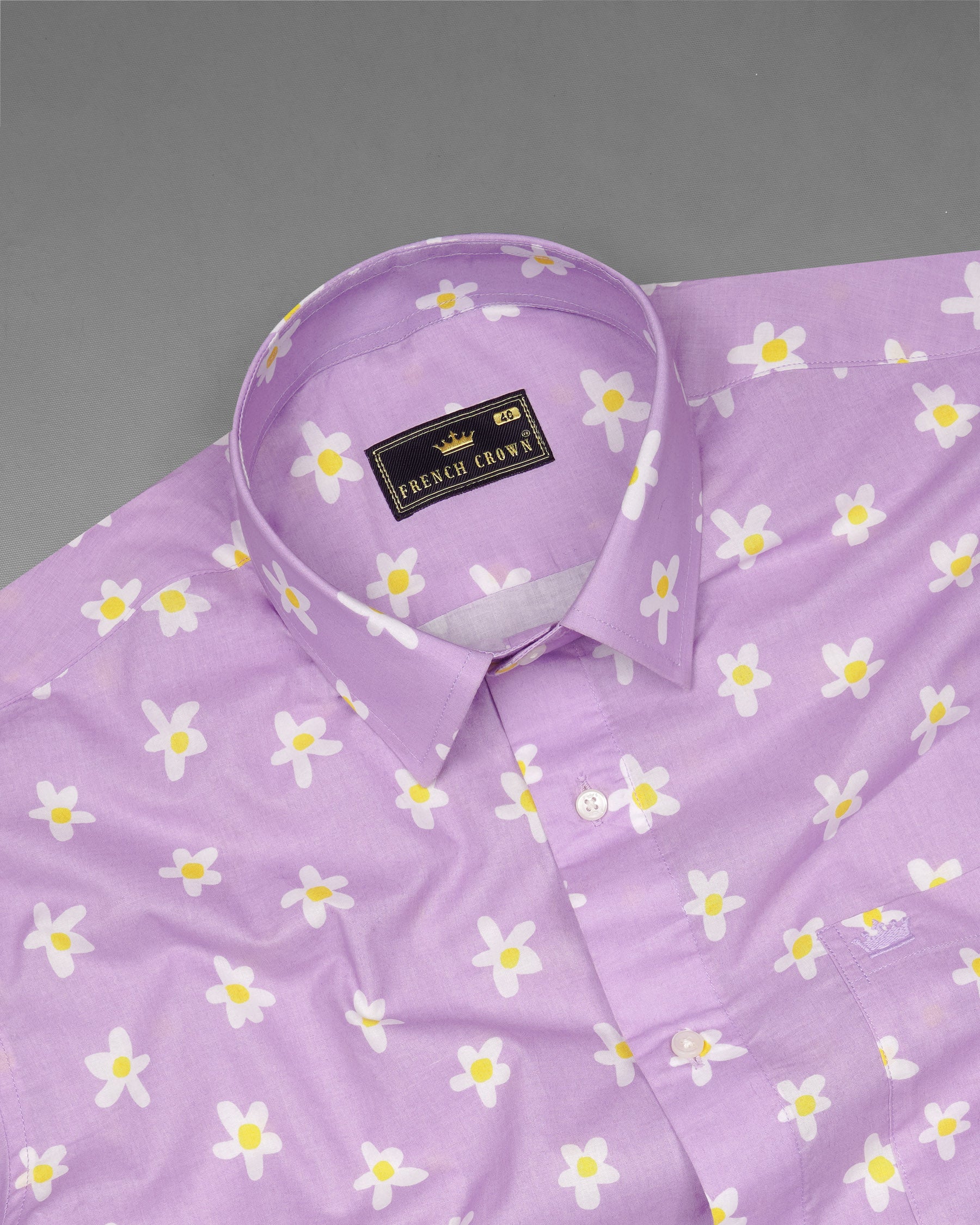 Lilac Lavender with Multi Colored Floral Printed Premium Cotton Shirt 7819-38, 7819-H-38, 7819-39,7819-H-39, 7819-40, 7819-H-40, 7819-42, 7819-H-42, 7819-44, 7819-H-44, 7819-46, 7819-H-46, 7819-48, 7819-H-48, 7819-50, 7819-H-50, 7819-52, 7819-H-52