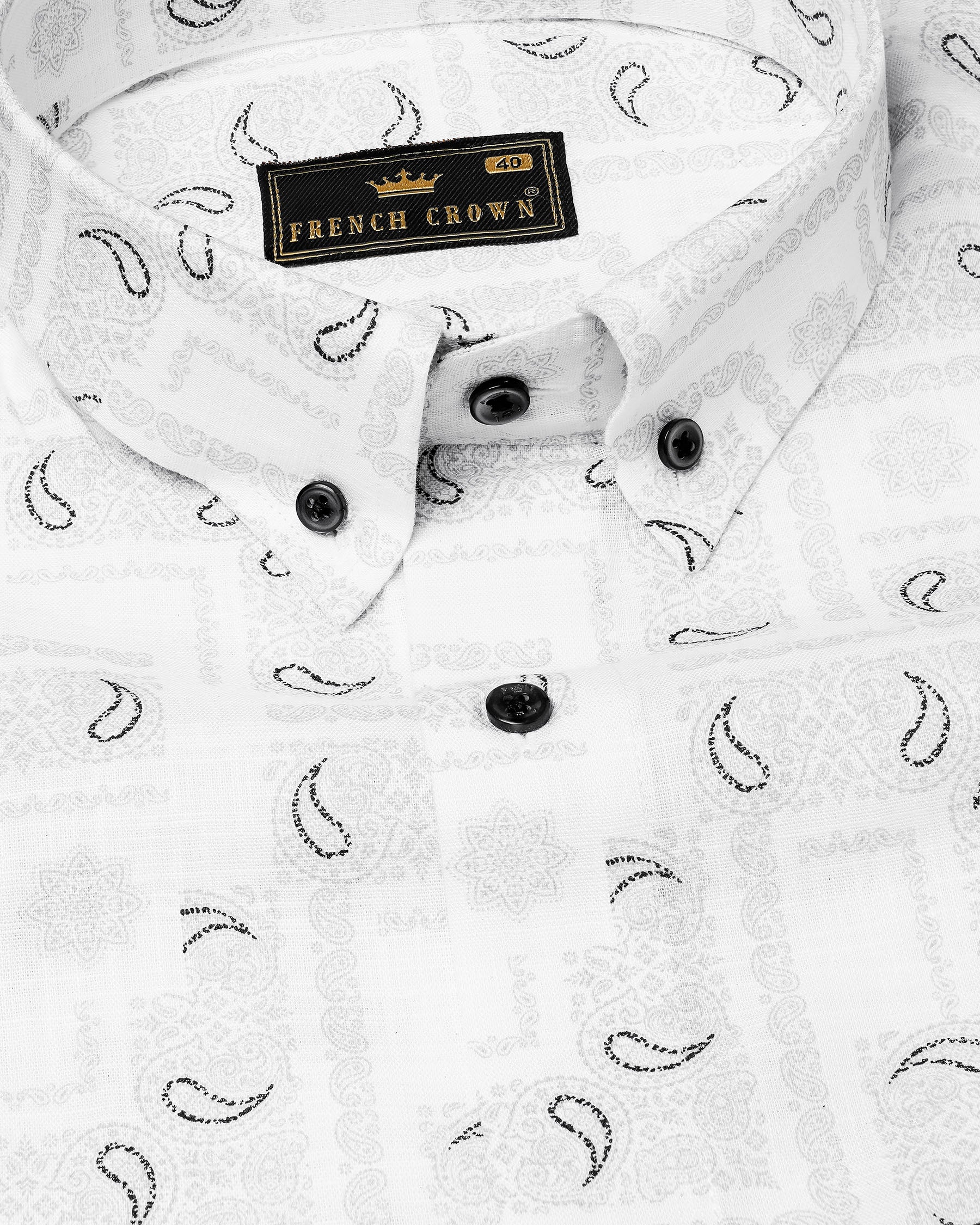 Bright White Paisley Printed Luxurious Linen Shirt 7845-BD-BLK-38, 7845-BD-BLK-H-38, 7845-BD-BLK-39,7845-BD-BLK-H-39, 7845-BD-BLK-40, 7845-BD-BLK-H-40, 7845-BD-BLK-42, 7845-BD-BLK-H-42, 7845-BD-BLK-44, 7845-BD-BLK-H-44, 7845-BD-BLK-46, 7845-BD-BLK-H-46, 7845-BD-BLK-48, 7845-BD-BLK-H-48, 7845-BD-BLK-50, 7845-BD-BLK-H-50, 7845-BD-BLK-52, 7845-BD-BLK-H-52