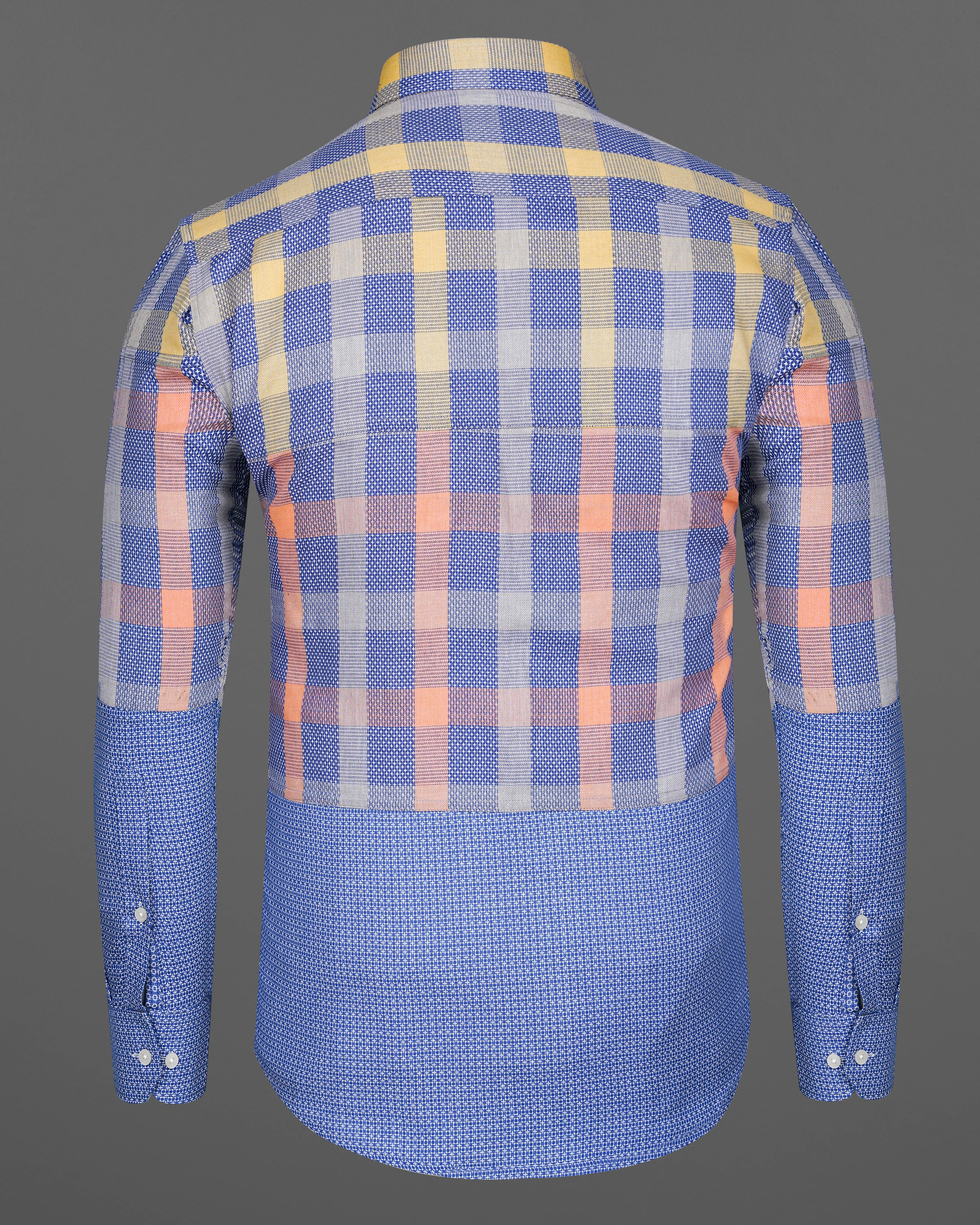 Scampi Blue Plaid Dobby Textured Premium Giza Cotton Designer Shirt 7848-P117-38, 7848-P117-39, 7848-P117-40, 7848-P117-42, 7848-P117-44, 7848-P117-46, 7848-P117-48, 7848-P117-50, 7848-P117-52