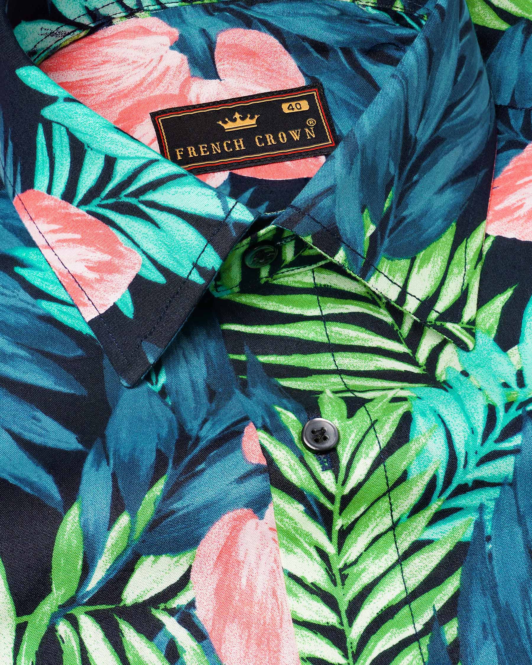 Allports Blue and Mantis Green Leaves Printed Premium Cotton Shirt 7871-BLK-38, 7871-BLK-H-38, 7871-BLK-39, 7871-BLK-H-39, 7871-BLK-40, 7871-BLK-H-40, 7871-BLK-42, 7871-BLK-H-42, 7871-BLK-44, 7871-BLK-H-44, 7871-BLK-46, 7871-BLK-H-46, 7871-BLK-48, 7871-BLK-H-48, 7871-BLK-50, 7871-BLK-H-50, 7871-BLK-52, 7871-BLK-H-52