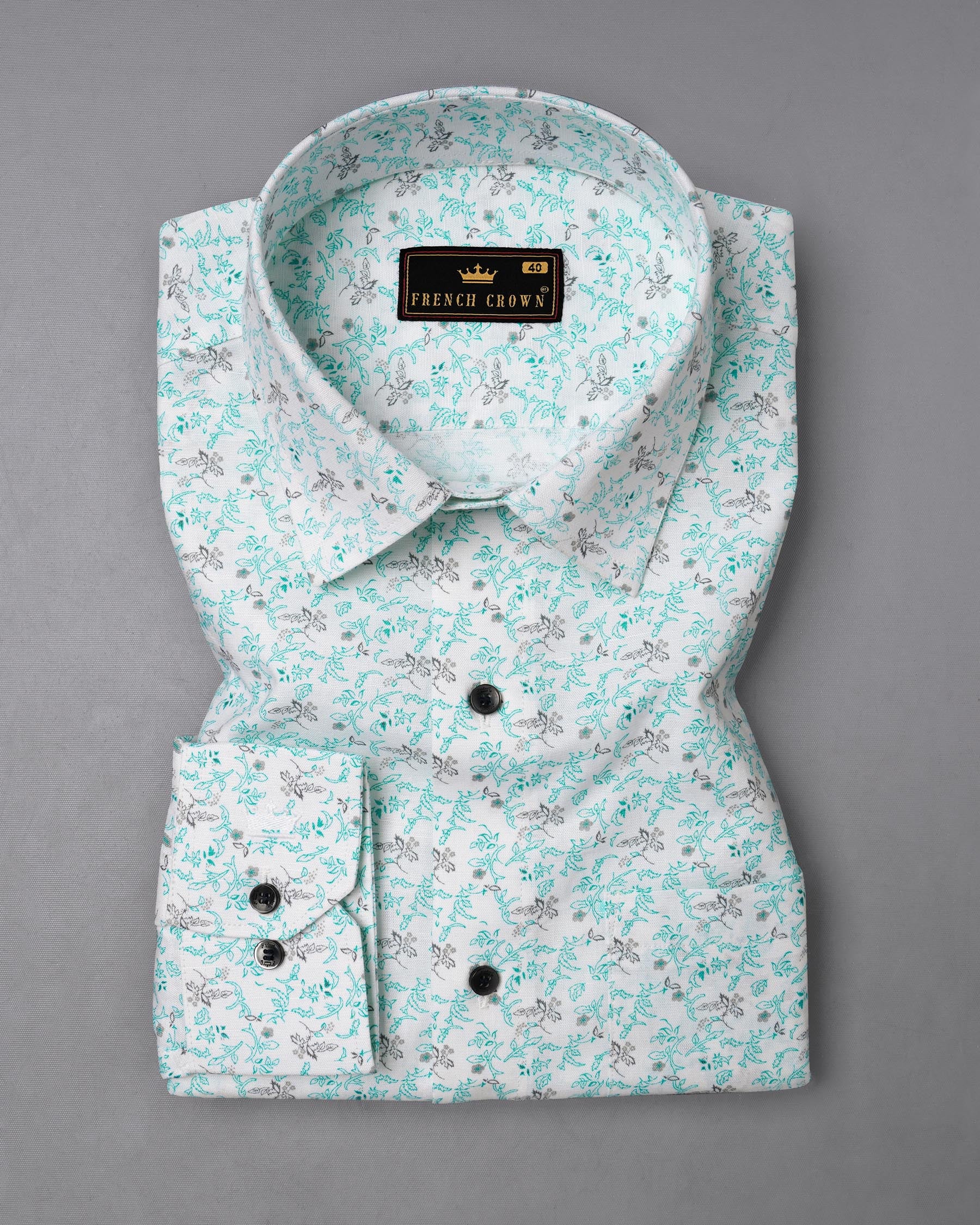 Bright White Leaves Printed Luxurious Linen Shirt 7874-BLK-38, 7874-BLK-H-38, 7874-BLK-39, 7874-BLK-H-39, 7874-BLK-40, 7874-BLK-H-40, 7874-BLK-42, 7874-BLK-H-42, 7874-BLK-44, 7874-BLK-H-44, 7874-BLK-46, 7874-BLK-H-46, 7874-BLK-48, 7874-BLK-H-48, 7874-BLK-50, 7874-BLK-H-50, 7874-BLK-52, 7874-BLK-H-52