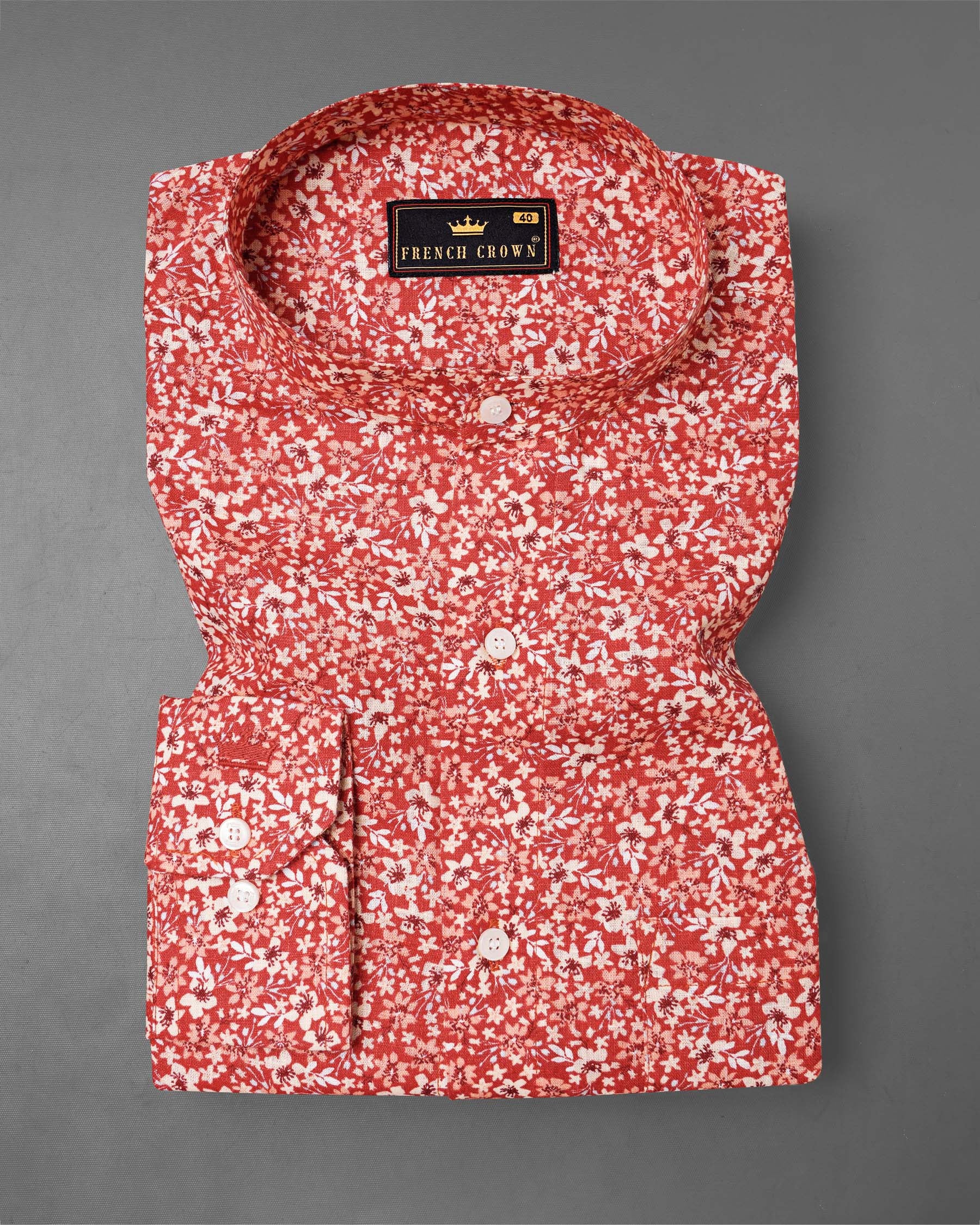 Flush Mahogany Red Ditzy Printed Luxurious Linen Shirt 7876-M-38, 7876-M-H-38, 7876-M-39, 7876-M-H-39, 7876-M-40, 7876-M-H-40, 7876-M-42, 7876-M-H-42, 7876-M-44, 7876-M-H-44, 7876-M-46, 7876-M-H-46, 7876-M-48, 7876-M-H-48, 7876-M-50, 7876-M-H-50, 7876-M-52, 7876-M-H-52
