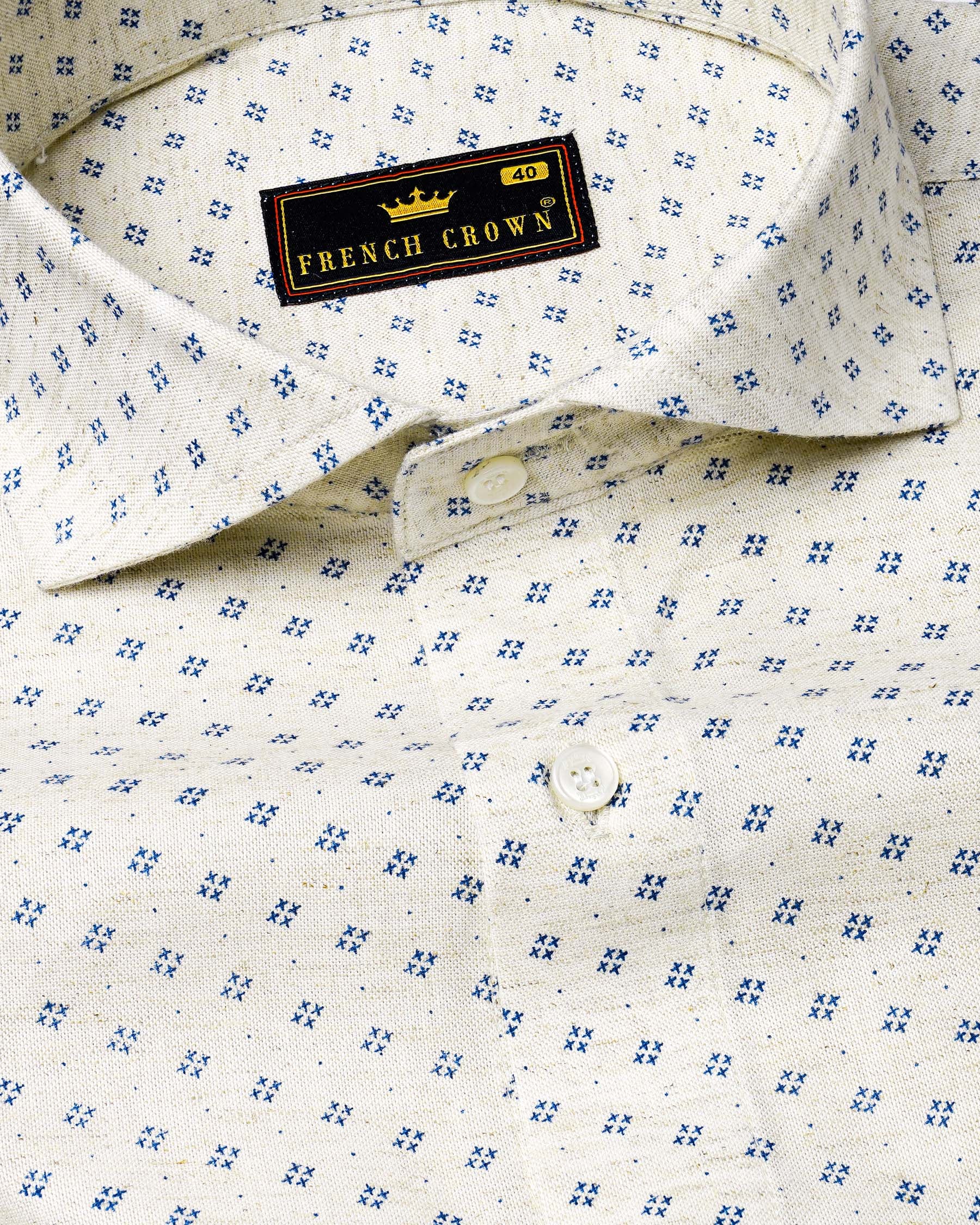 Merino Off White With Cobalt Blue Printed Chambray Premium Cotton Shirt 7886-CA-38, 7886-CA-H-38, 7886-CA-39, 7886-CA-H-39, 7886-CA-40, 7886-CA-H-40, 7886-CA-42, 7886-CA-H-42, 7886-CA-44, 7886-CA-H-44, 7886-CA-46, 7886-CA-H-46, 7886-CA-48, 7886-CA-H-48, 7886-CA-50, 7886-CA-H-50, 7886-CA-52, 7886-CA-H-52