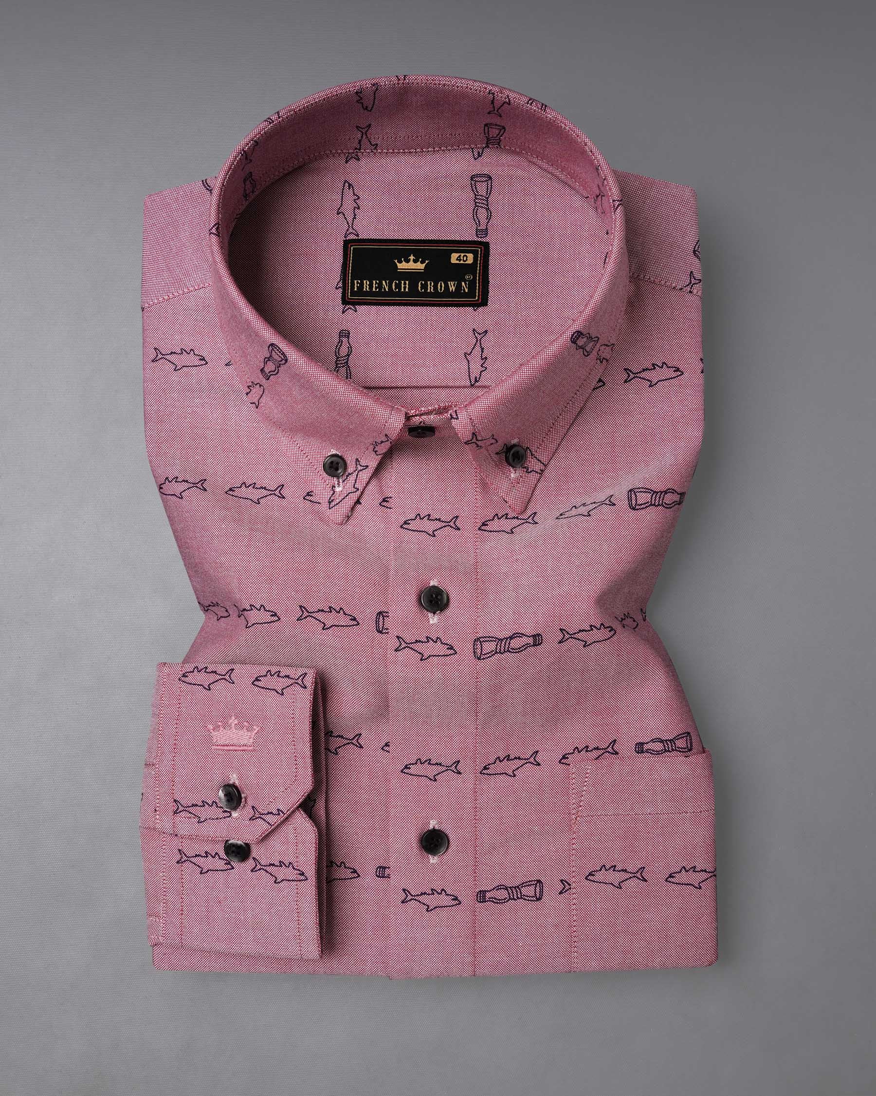 Falcon Pink With Navy Blue Fish Printed Royal Oxford Shirt 7896-BD-BLK-38, 7896-BD-BLK-H-38, 7896-BD-BLK-39, 7896-BD-BLK-H-39, 7896-BD-BLK-40, 7896-BD-BLK-H-40, 7896-BD-BLK-42, 7896-BD-BLK-H-42, 7896-BD-BLK-44, 7896-BD-BLK-H-44, 7896-BD-BLK-46, 7896-BD-BLK-H-46, 7896-BD-BLK-48, 7896-BD-BLK-H-48, 7896-BD-BLK-50, 7896-BD-BLK-H-50, 7896-BD-BLK-52, 7896-BD-BLK-H-52