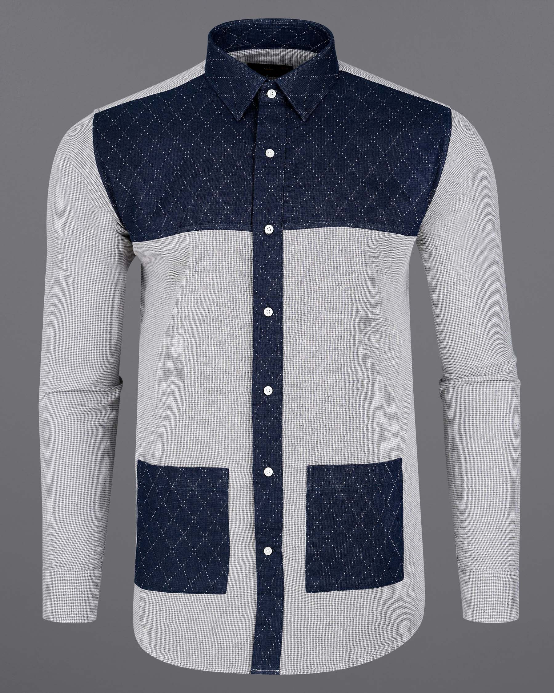 Fedora Gray and Tangaroa Navy Blue Twill Premium Cotton Designer Shirt 7900-P186-38, 7900-P186-H-38, 7900-P186-39, 7900-P186-H-39, 7900-P186-40, 7900-P186-H-40, 7900-P186-42, 7900-P186-H-42, 7900-P186-44, 7900-P186-H-44, 7900-P186-46, 7900-P186-H-46, 7900-P186-48, 7900-P186-H-48, 7900-P186-50, 7900-P186-H-50, 7900-P186-52, 7900-P186-H-52