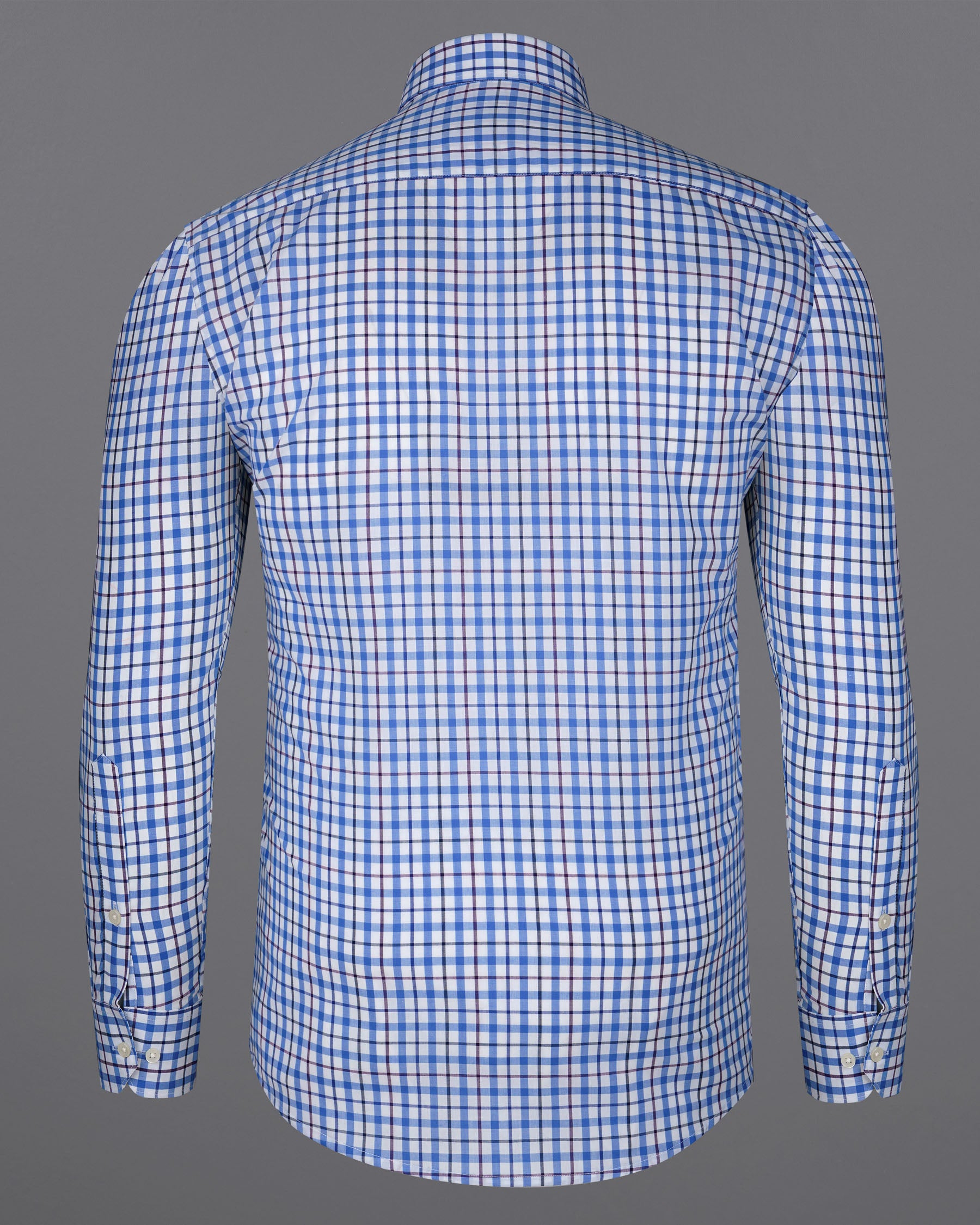 Bright White and Mariner Blue Plaid Premium Cotton Kurta Shirt 7919-38, 7919-H-38, 7919-39, 7919-H-39, 7919-40, 7919-H-40, 7919-42, 7919-H-42, 7919-44, 7919-H-44, 7919-46, 7919-H-46, 7919-48, 7919-H-48, 7919-50, 7919-H-50, 7919-52, 7919-H-52