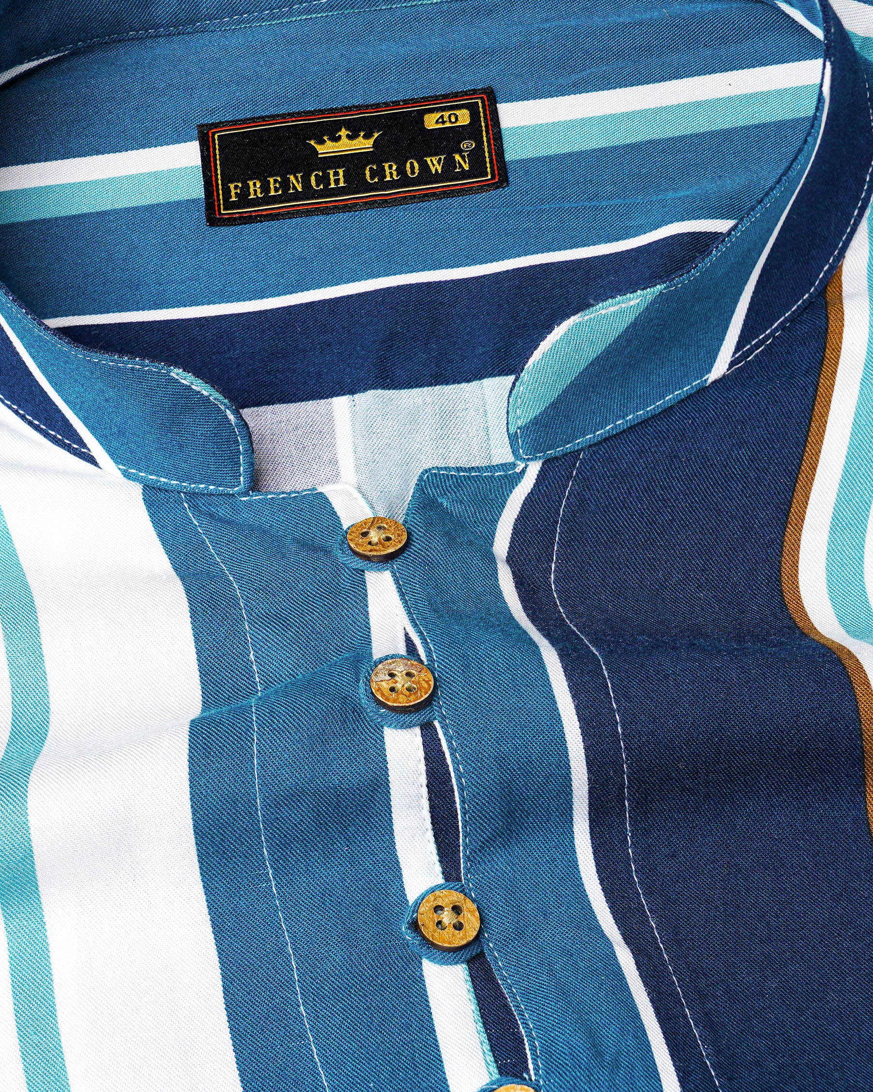 Bright White with Shakespeare Blue and Cyprus Blue Striped Premium Tencel Kurta Shirt 7920-KS-38, 7920-KS-H-38, 7920-KS-39, 7920-KS-H-39, 7920-KS-40, 7920-KS-H-40, 7920-KS-42, 7920-KS-H-42, 7920-KS-44, 7920-KS-H-44, 7920-KS-46, 7920-KS-H-46, 7920-KS-48, 7920-KS-H-48, 7920-KS-50, 7920-KS-H-50, 7920-KS-52, 7920-KS-H-52