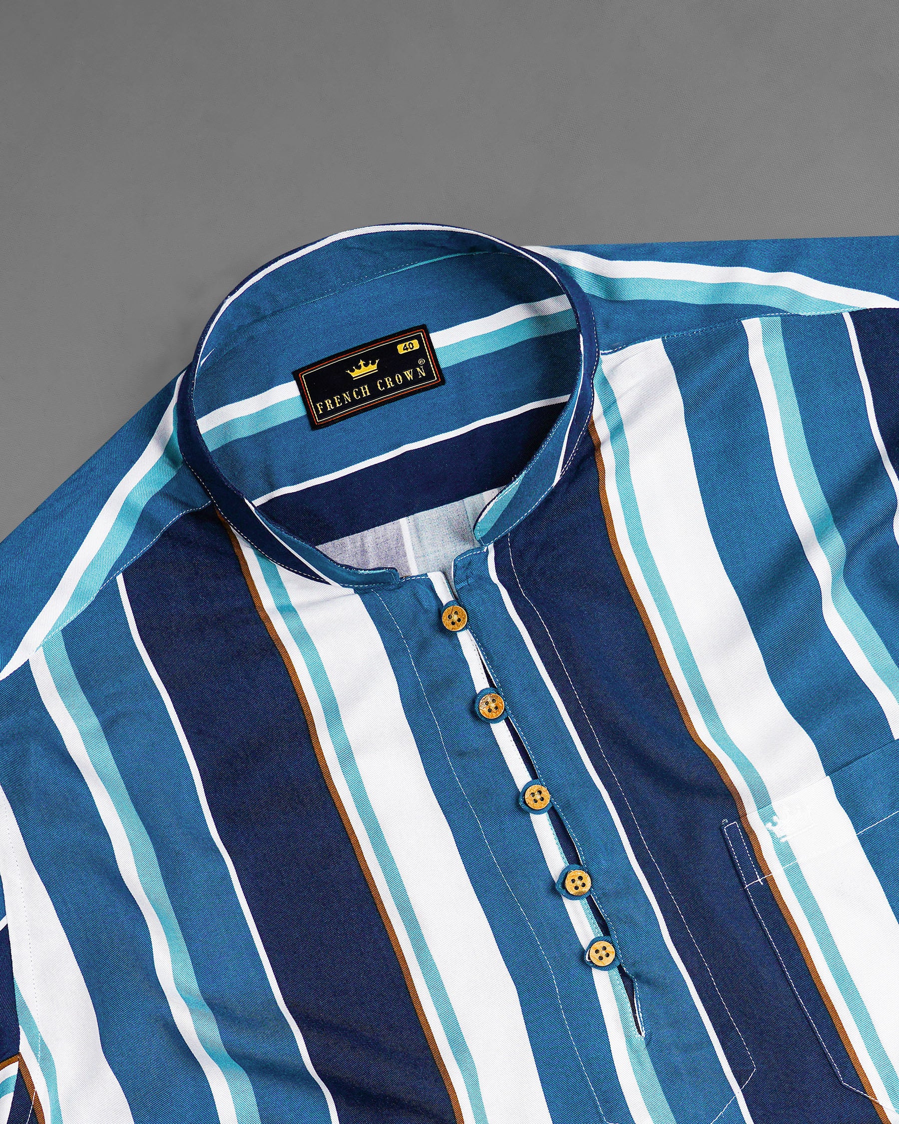 Bright White with Shakespeare Blue and Cyprus Blue Striped Premium Tencel Kurta Shirt 7920-KS-38, 7920-KS-H-38, 7920-KS-39, 7920-KS-H-39, 7920-KS-40, 7920-KS-H-40, 7920-KS-42, 7920-KS-H-42, 7920-KS-44, 7920-KS-H-44, 7920-KS-46, 7920-KS-H-46, 7920-KS-48, 7920-KS-H-48, 7920-KS-50, 7920-KS-H-50, 7920-KS-52, 7920-KS-H-52