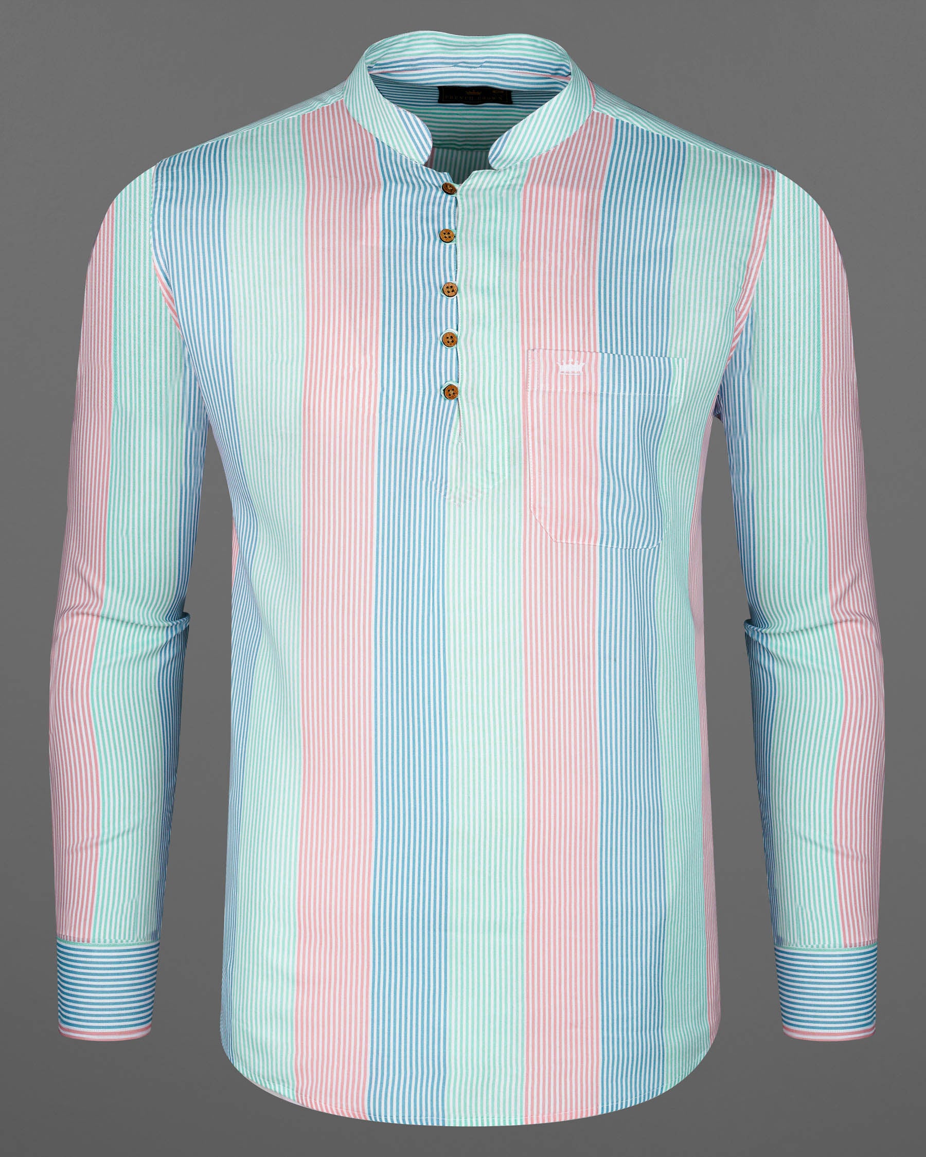 Blossom Pink with Glacier Blue and Riptide Green Pinstriped Premium Tencel Kurta Shirt 7921-KS-38, 7921-KS-H-38, 7921-KS-39, 7921-KS-H-39, 7921-KS-40, 7921-KS-H-40, 7921-KS-42, 7921-KS-H-42, 7921-KS-44, 7921-KS-H-44, 7921-KS-46, 7921-KS-H-46, 7921-KS-48, 7921-KS-H-48, 7921-KS-50, 7921-KS-H-50, 7921-KS-52, 7921-KS-H-52
