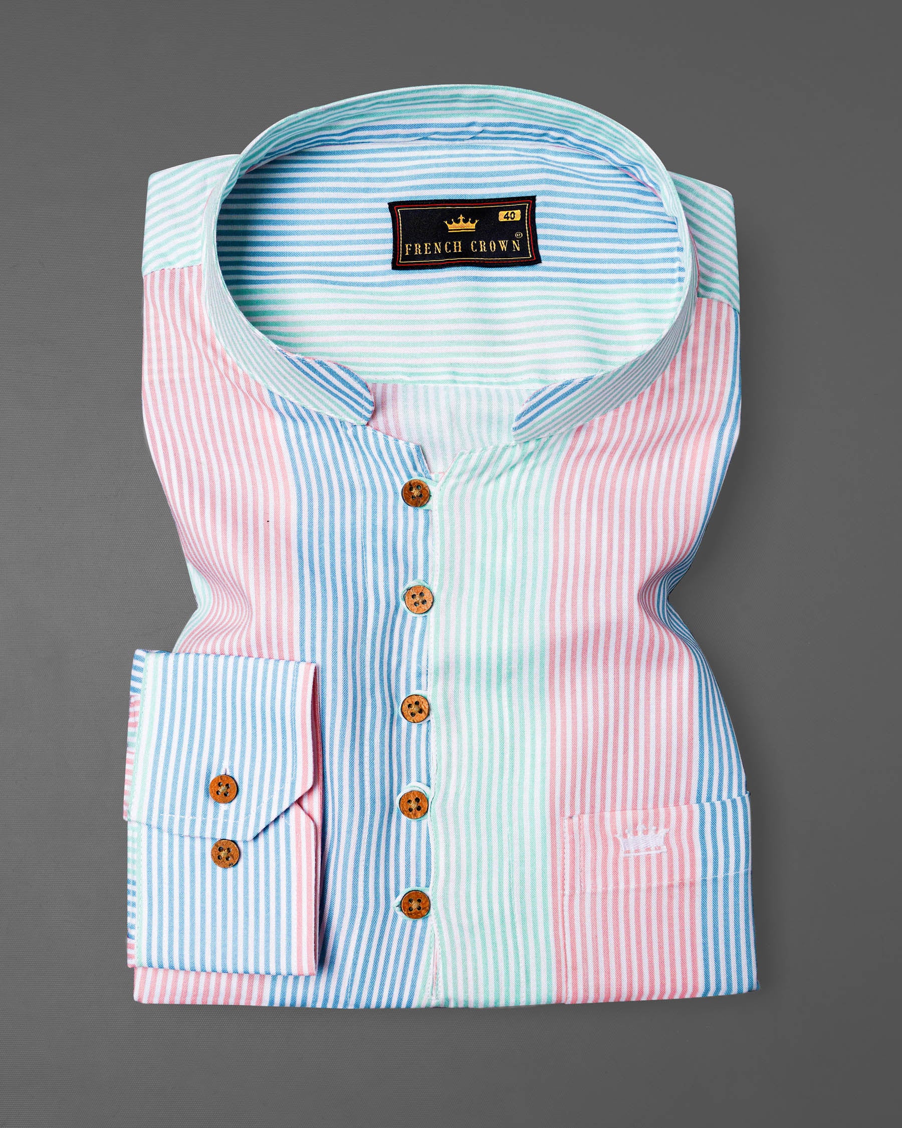 Blossom Pink with Glacier Blue and Riptide Green Pinstriped Premium Tencel Kurta Shirt 7921-KS-38, 7921-KS-H-38, 7921-KS-39, 7921-KS-H-39, 7921-KS-40, 7921-KS-H-40, 7921-KS-42, 7921-KS-H-42, 7921-KS-44, 7921-KS-H-44, 7921-KS-46, 7921-KS-H-46, 7921-KS-48, 7921-KS-H-48, 7921-KS-50, 7921-KS-H-50, 7921-KS-52, 7921-KS-H-52
