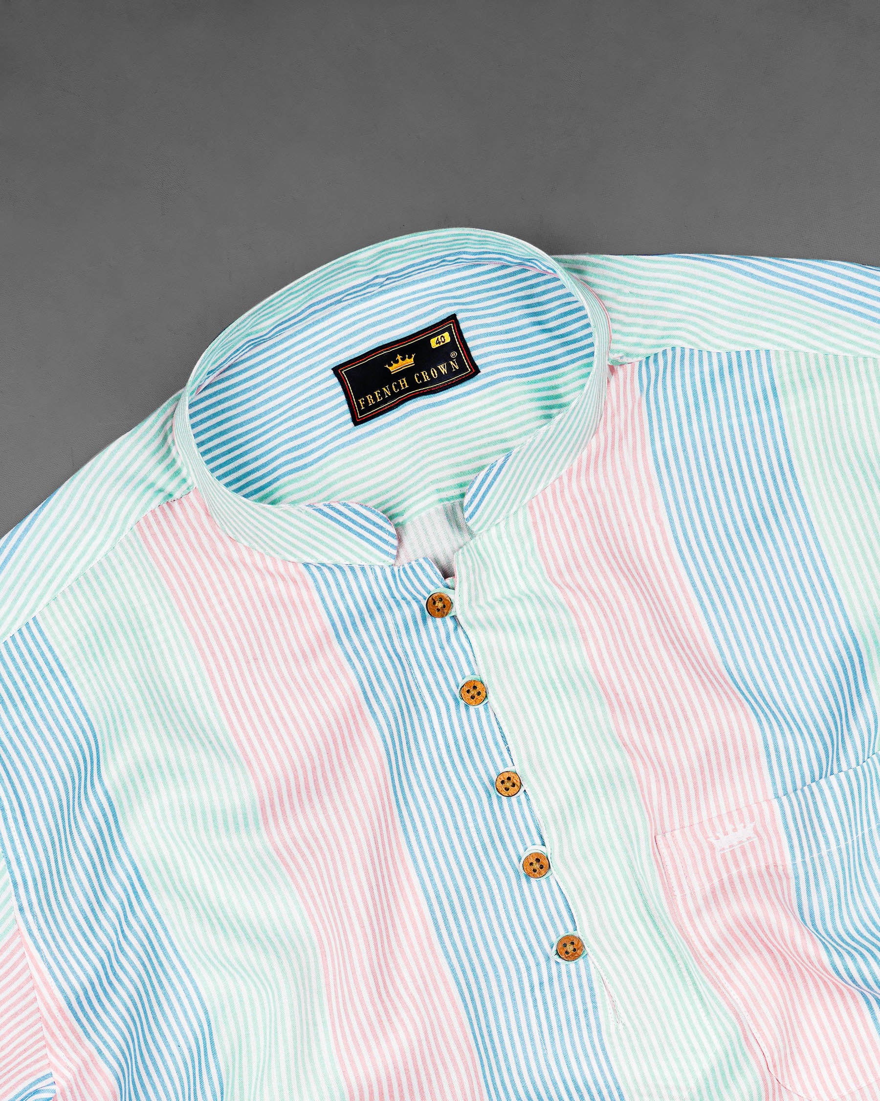 Blossom Pink with Glacier Blue and Riptide Green Pinstriped Premium Tencel Kurta Shirt 7921-KS-38, 7921-KS-H-38, 7921-KS-39, 7921-KS-H-39, 7921-KS-40, 7921-KS-H-40, 7921-KS-42, 7921-KS-H-42, 7921-KS-44, 7921-KS-H-44, 7921-KS-46, 7921-KS-H-46, 7921-KS-48, 7921-KS-H-48, 7921-KS-50, 7921-KS-H-50, 7921-KS-52, 7921-KS-H-52