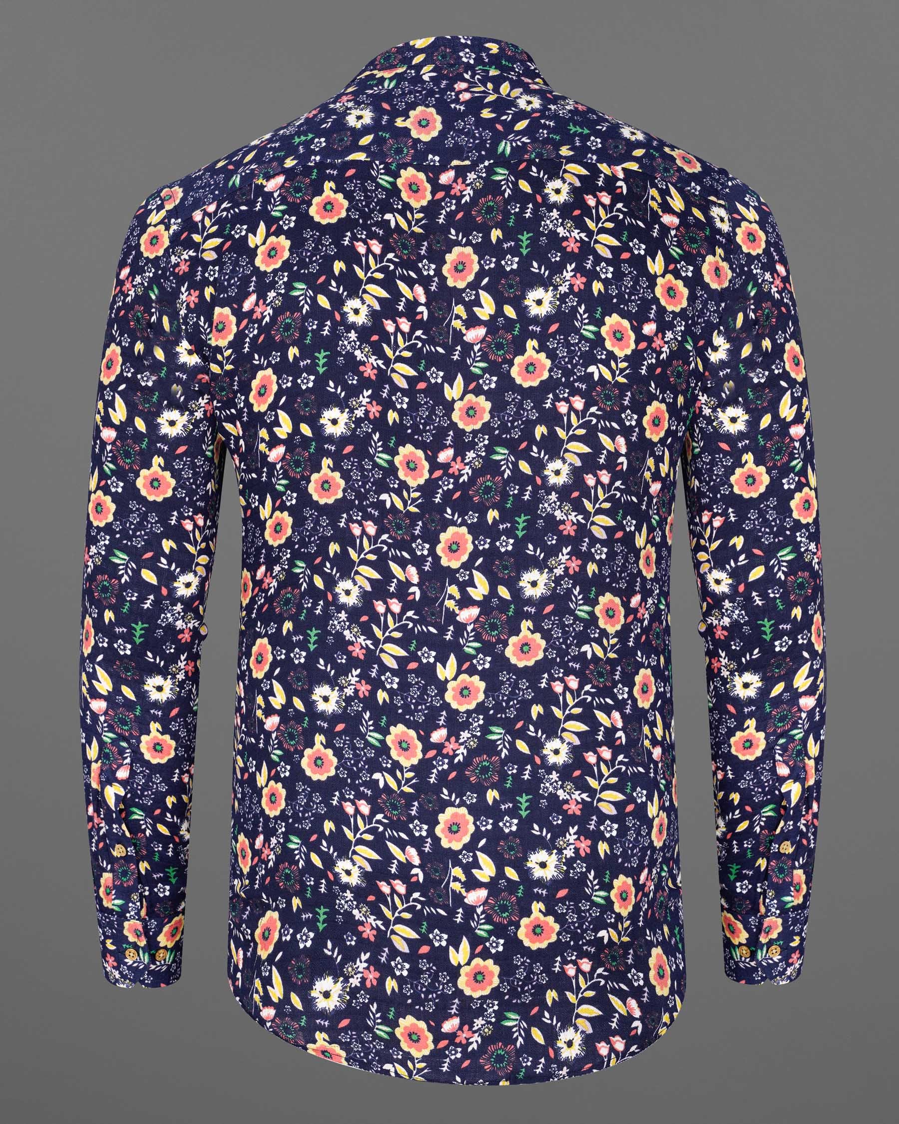 Tuna Blue With Multicolored Ditzy Floral Printed Dobby Textured Premium Giza Cotton Kurta Shirt 7938-KS-38, 7938-KS-H-38, 7938-KS-39, 7938-KS-H-39, 7938-KS-40, 7938-KS-H-40, 7938-KS-42, 7938-KS-H-42, 7938-KS-44, 7938-KS-H-44, 7938-KS-46, 7938-KS-H-46, 7938-KS-48, 7938-KS-H-48, 7938-KS-50, 7938-KS-H-50, 7938-KS-52, 7938-KS-H-52