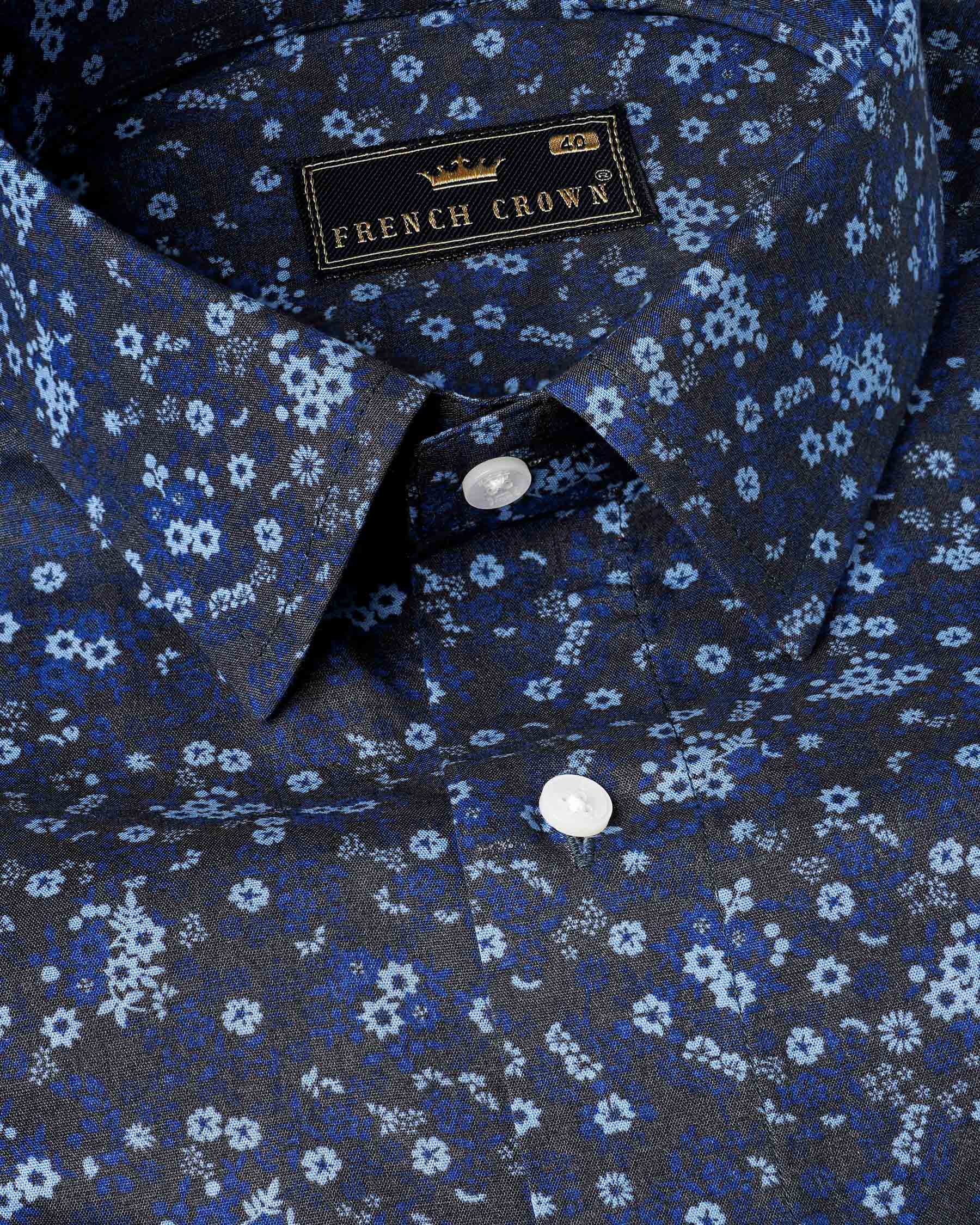 Zodiac Blue Ditzy Floral Printed Premium Cotton Shirt 7939-38, 7939-H-38, 7939-39, 7939-H-39, 7939-40, 7939-H-40, 7939-42, 7939-H-42, 7939-44, 7939-H-44, 7939-46, 7939-H-46, 7939-48, 7939-H-48, 7939-50, 7939-H-50, 7939-52, 7939-H-52