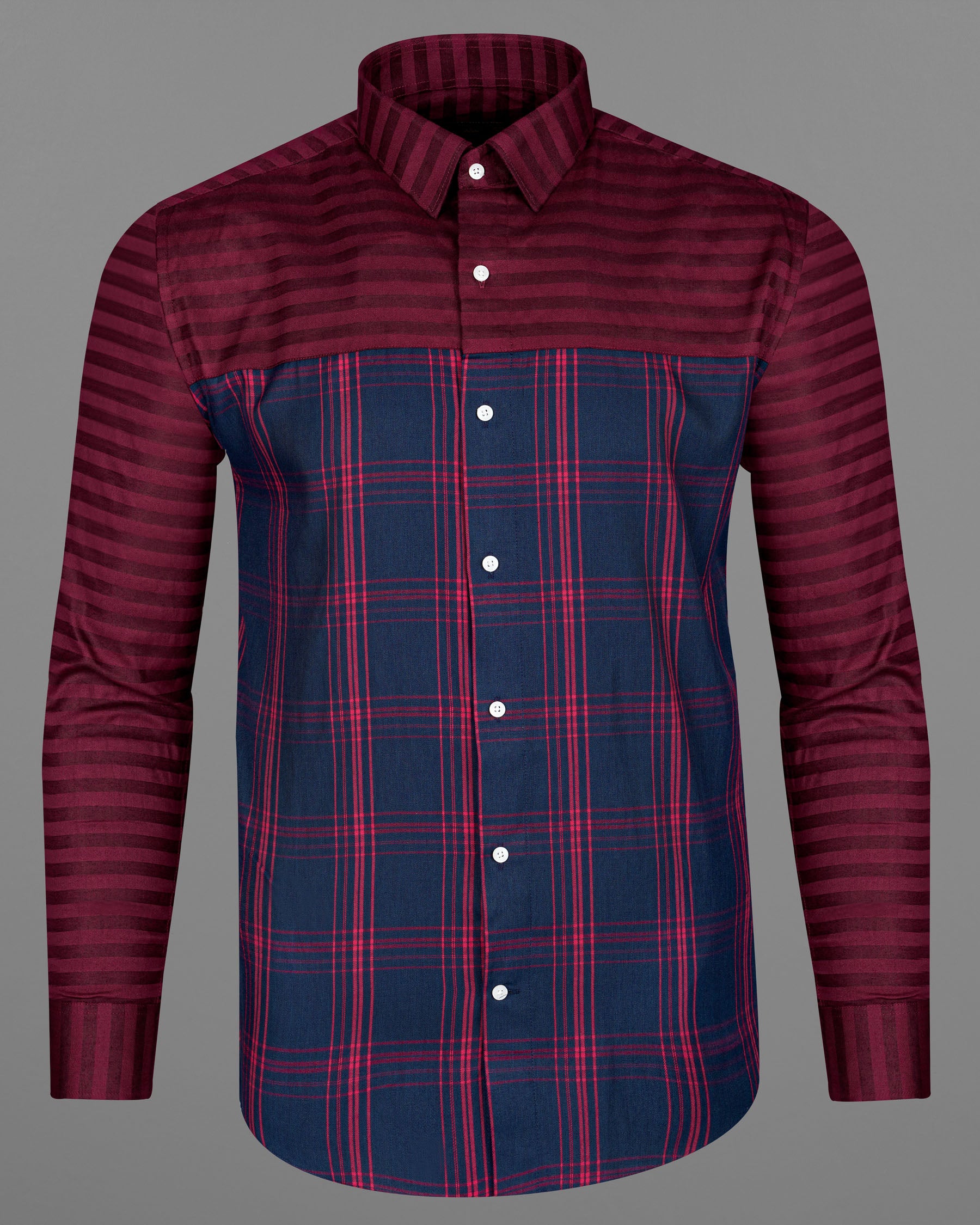 Wineberry With Tangaroa Navy Blue Plaid and Striped Twill Premium Cotton Designer Shirt 7942-P125-38, 7942-P125-H-38, 7942-P125-39, 7942-P125-H-39, 7942-P125-40, 7942-P125-H-40, 7942-P125-42, 7942-P125-H-42, 7942-P125-44, 7942-P125-H-44, 7942-P125-46, 7942-P125-H-46, 7942-P125-48, 7942-P125-H-48, 7942-P125-50, 7942-P125-H-50, 7942-P125-52, 7942-P125-H-52
